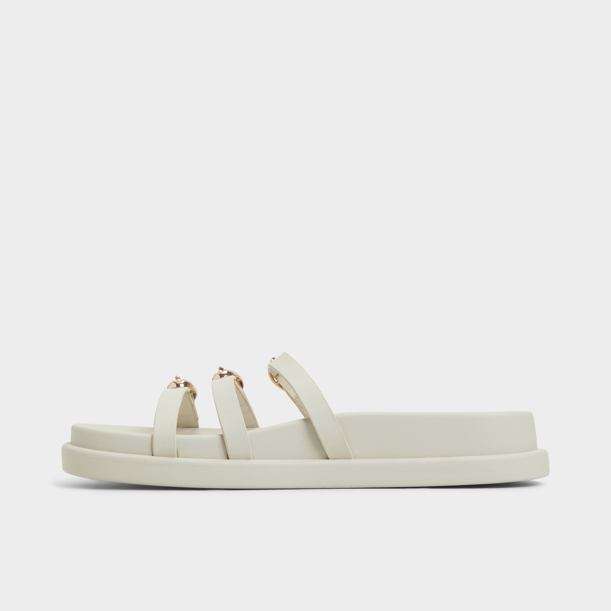 Vue latérale de Blanc Zephyra Sandale à assise plantaire