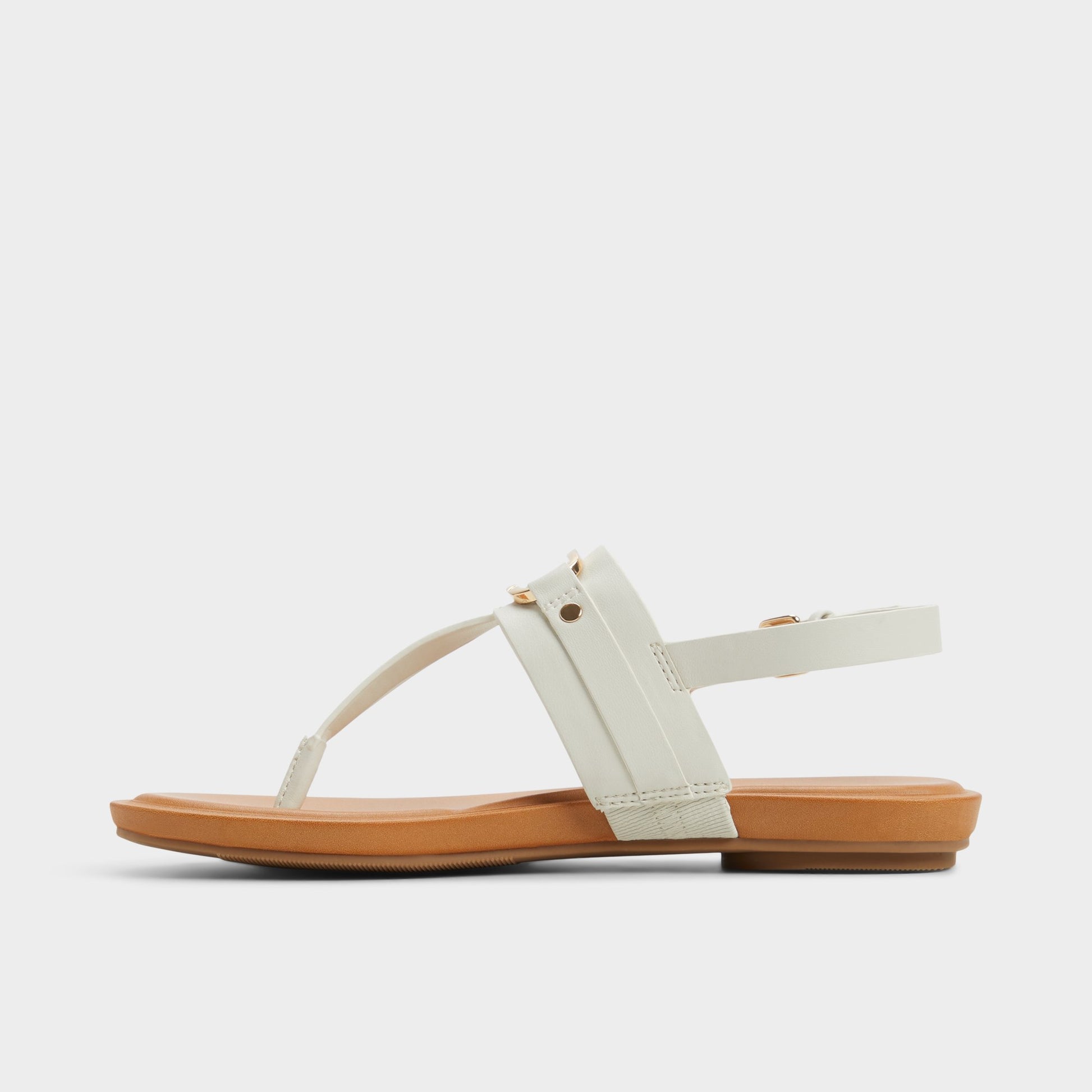 Side view of White/Bone Taylen T-strap sandal