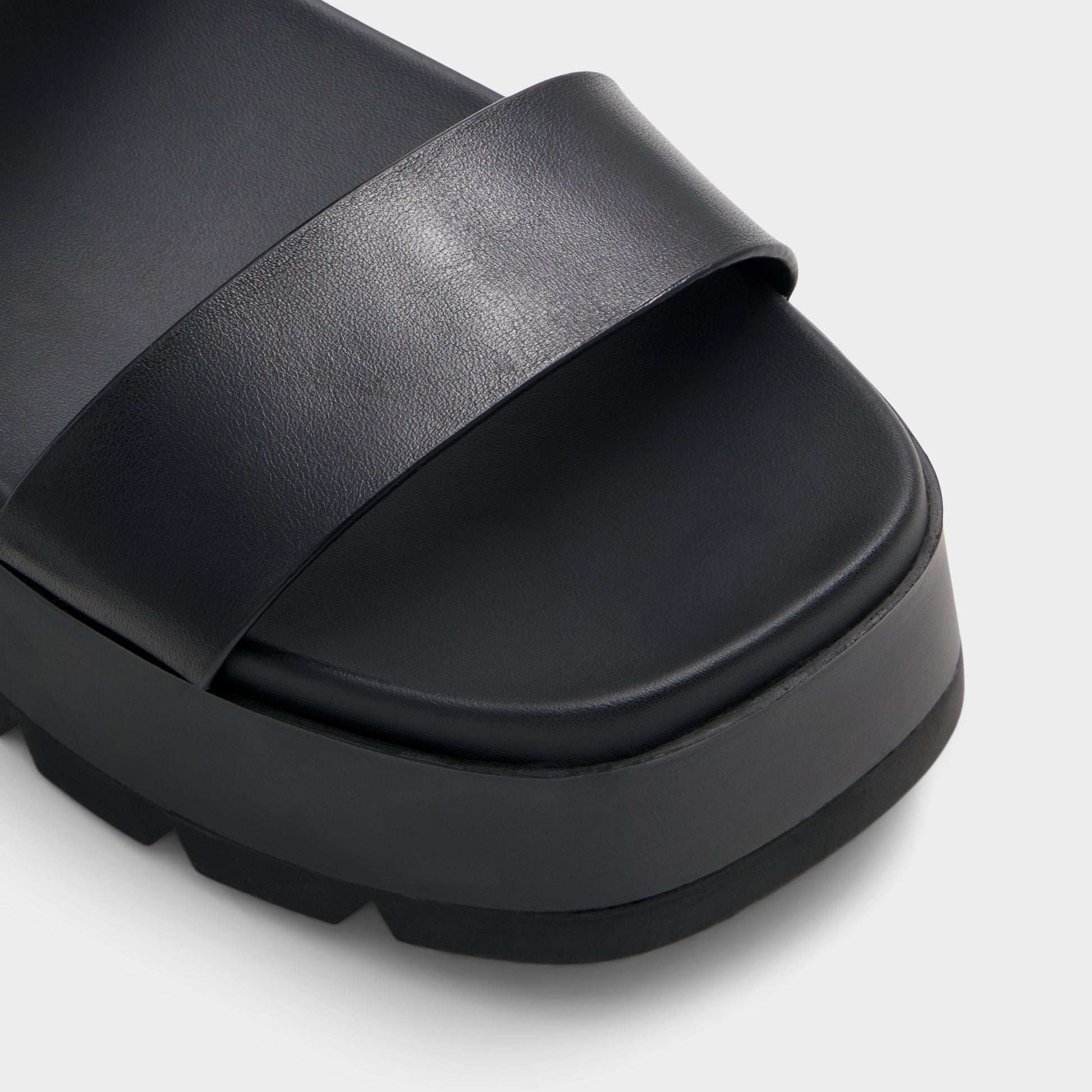 Close-up of the Open Black Thila Wedge sandal