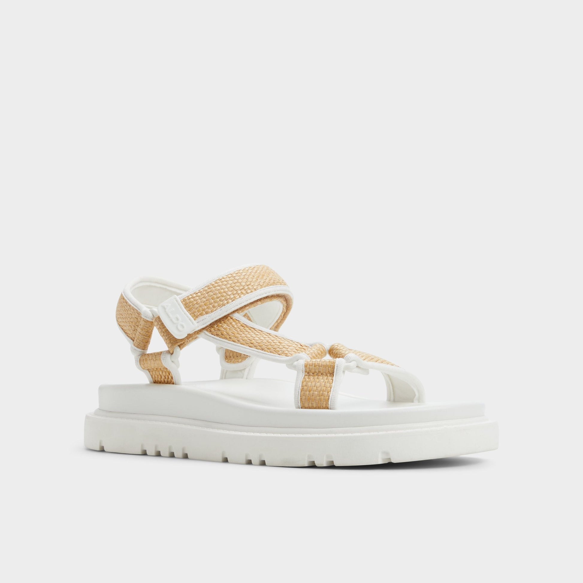 Three-quarter angle of Natural Oceana Footbed sandal's front side