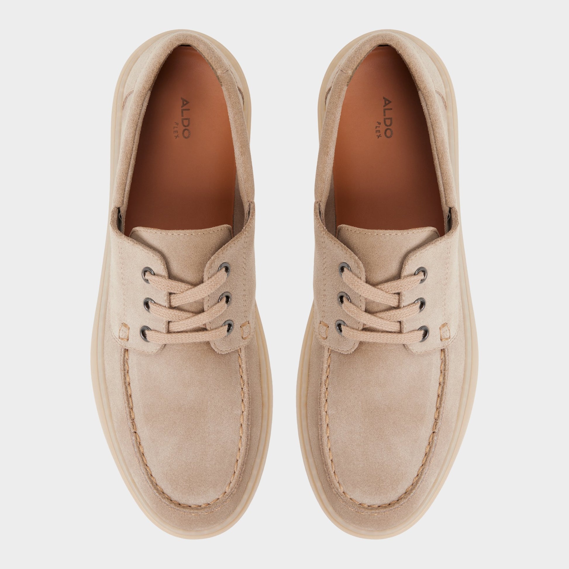 Top-down view of the Taupe Stazo Boat shoe