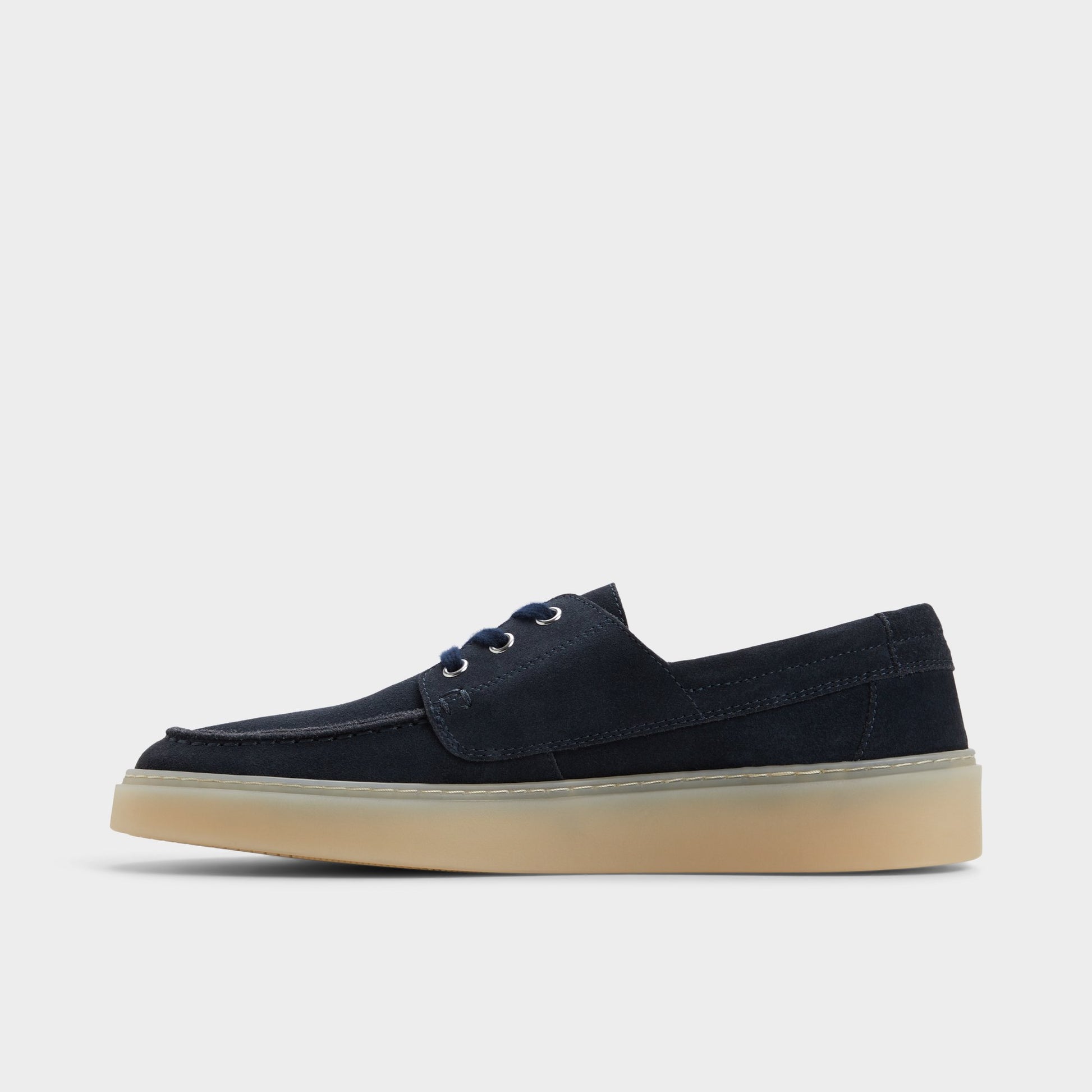 Side view of Navy Stazo Boat shoe