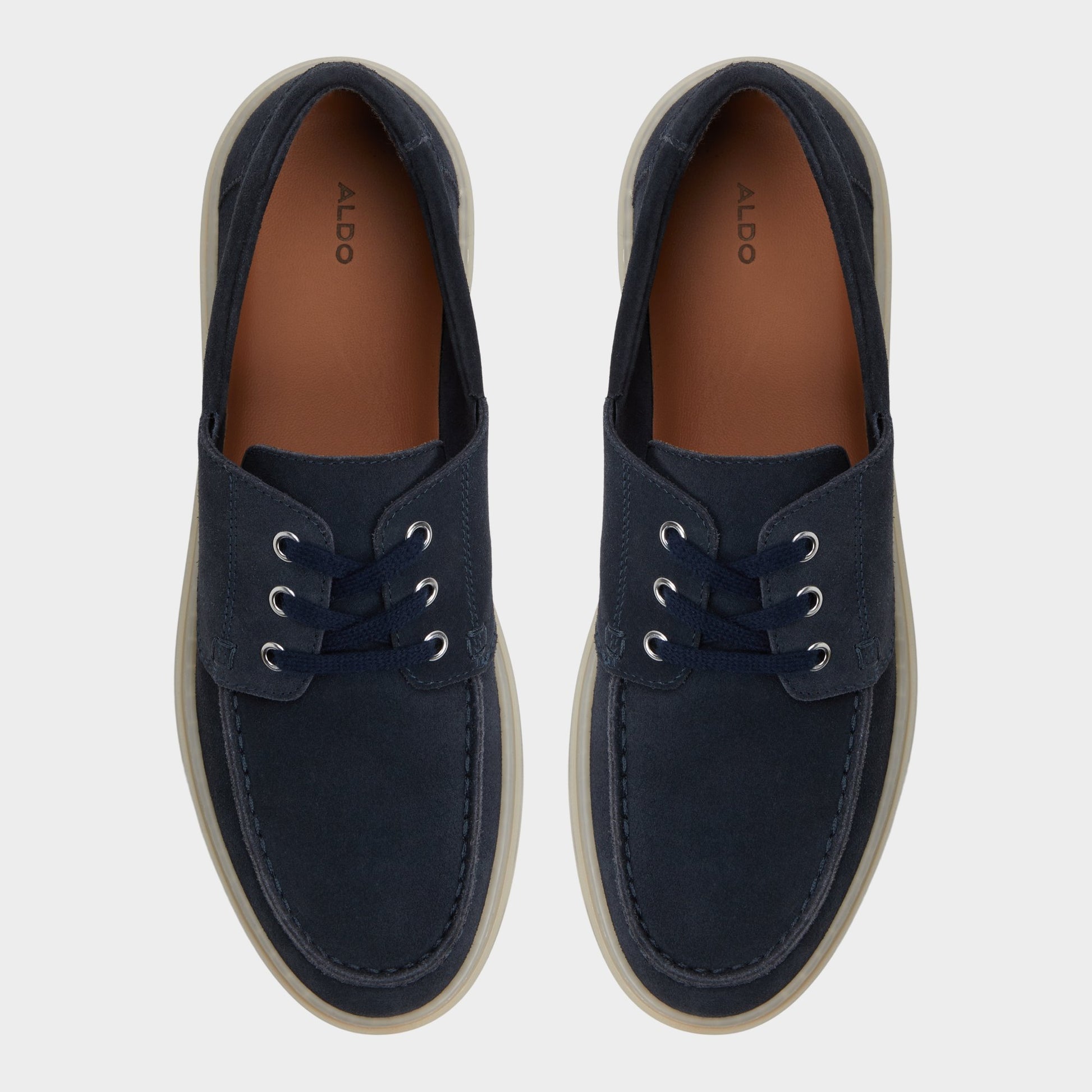 Top-down view of the Navy Stazo Boat shoe
