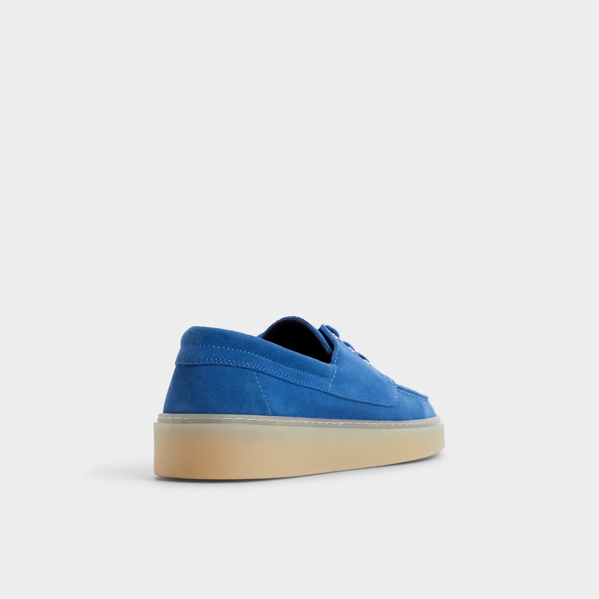 Three-quarter angle of Medium Blue Stazo Boat shoe's back side