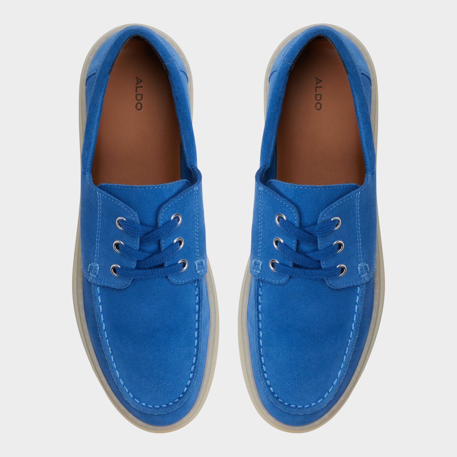 Top-down view of the Medium Blue Stazo Boat shoe