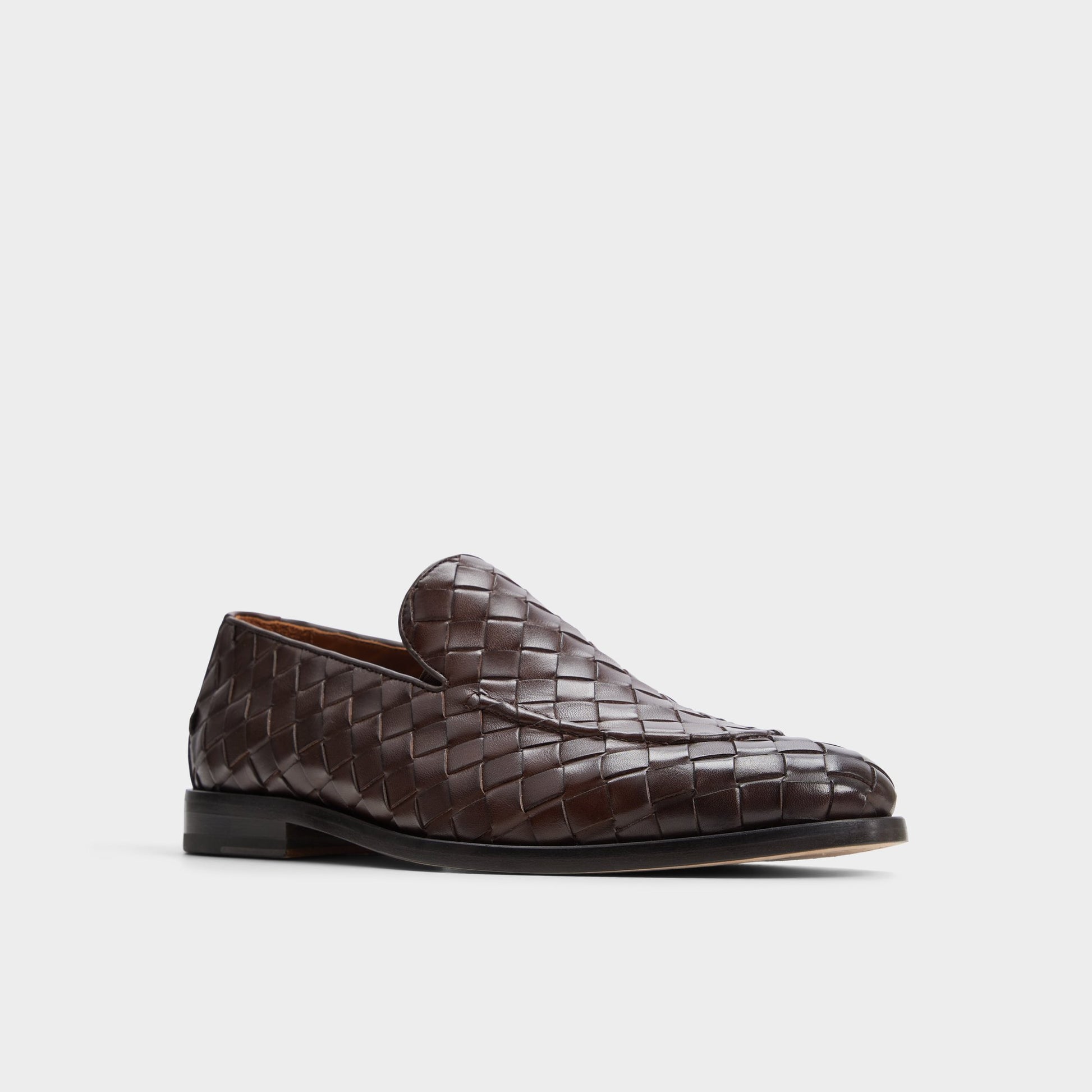Three-quarter angle of Dark Brown Elvin Loafer's front side