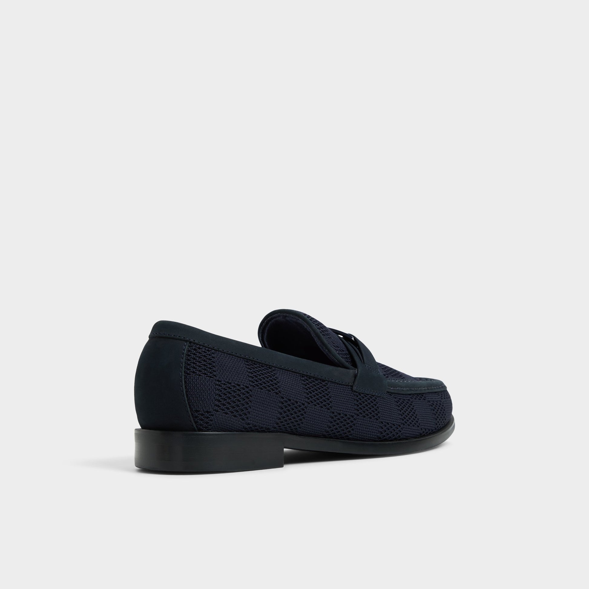Three-quarter angle of Navy Hawley Loafer's back side
