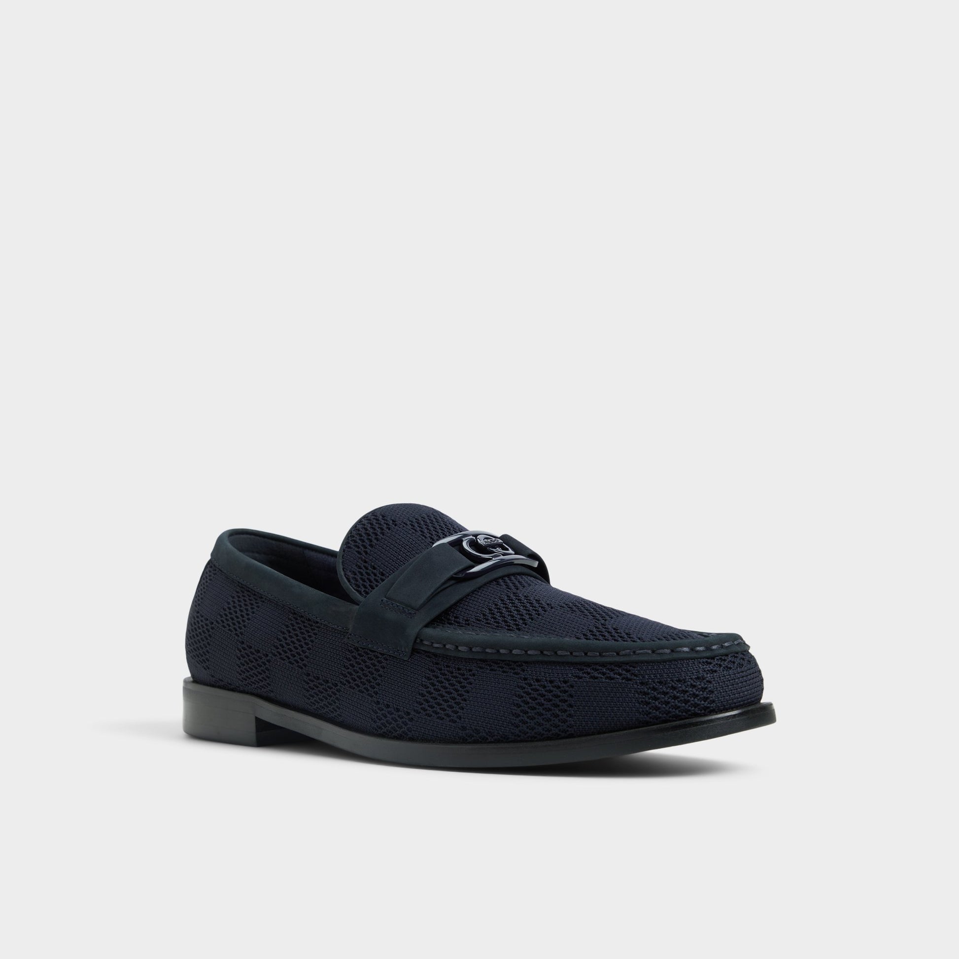 Three-quarter angle of Navy Hawley Loafer's front side