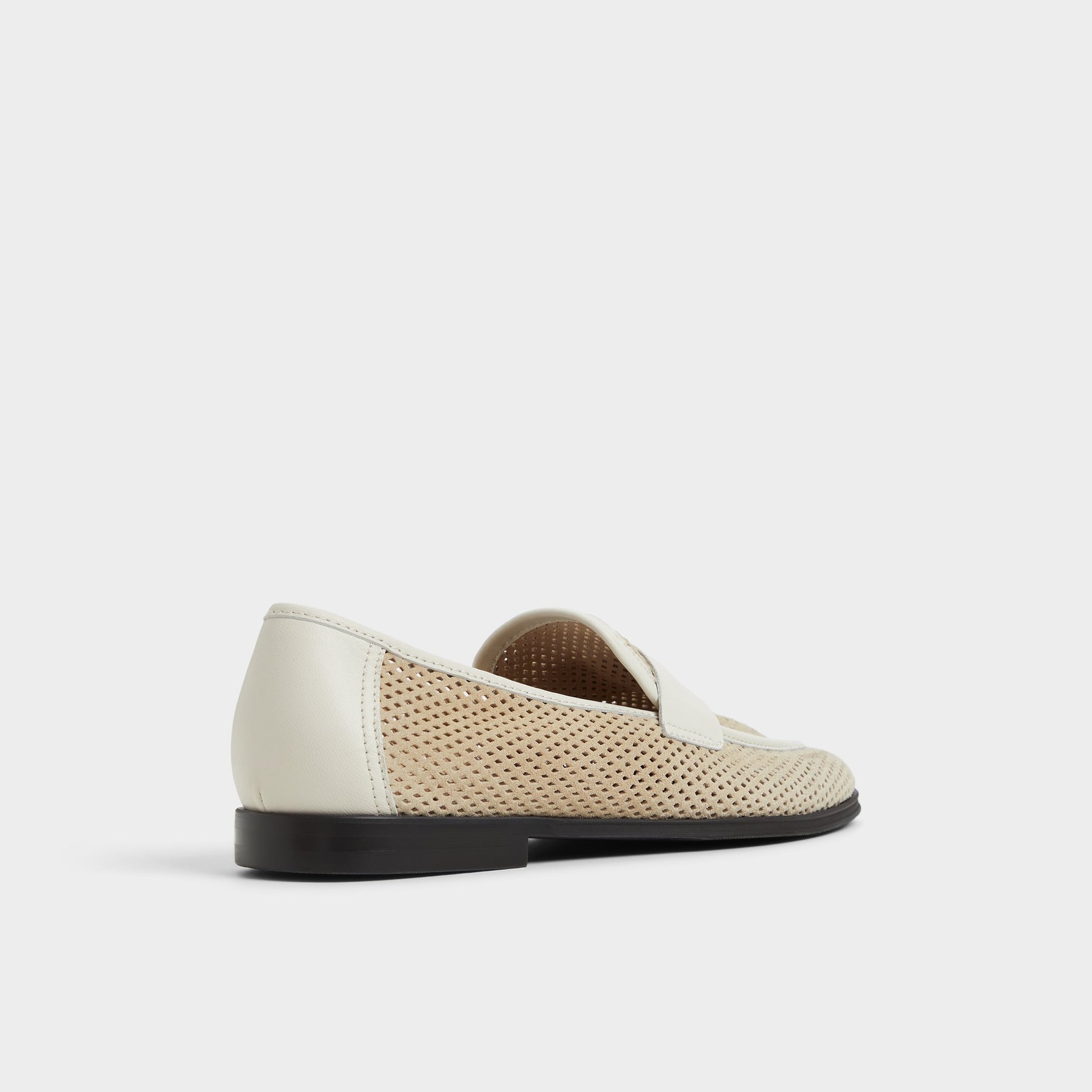 Three-quarter angle of Beige Arnold Loafer's back side
