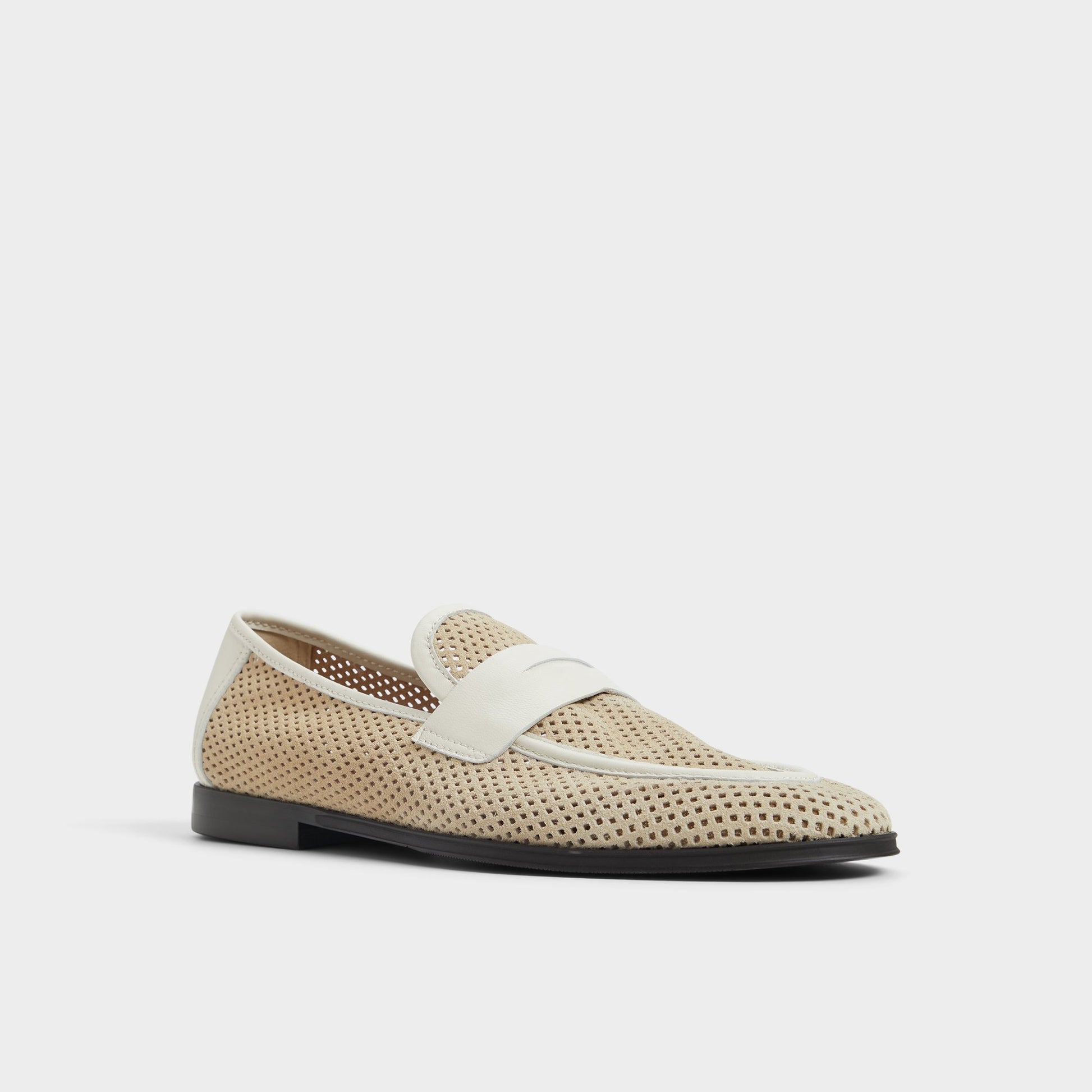 Three-quarter angle of Beige Arnold Loafer's front side