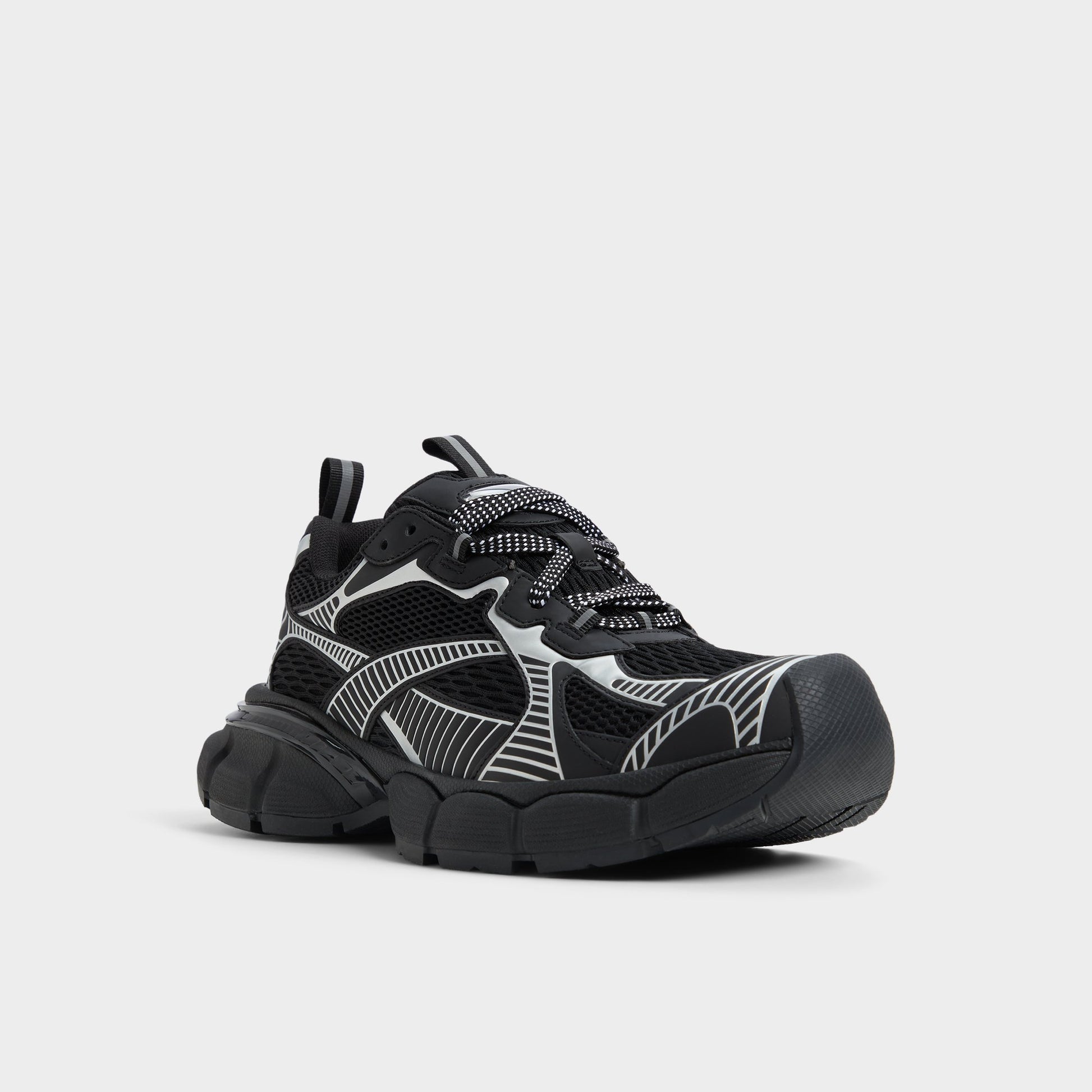 Three-quarter angle of Black Jensen Jogger sneaker's front side