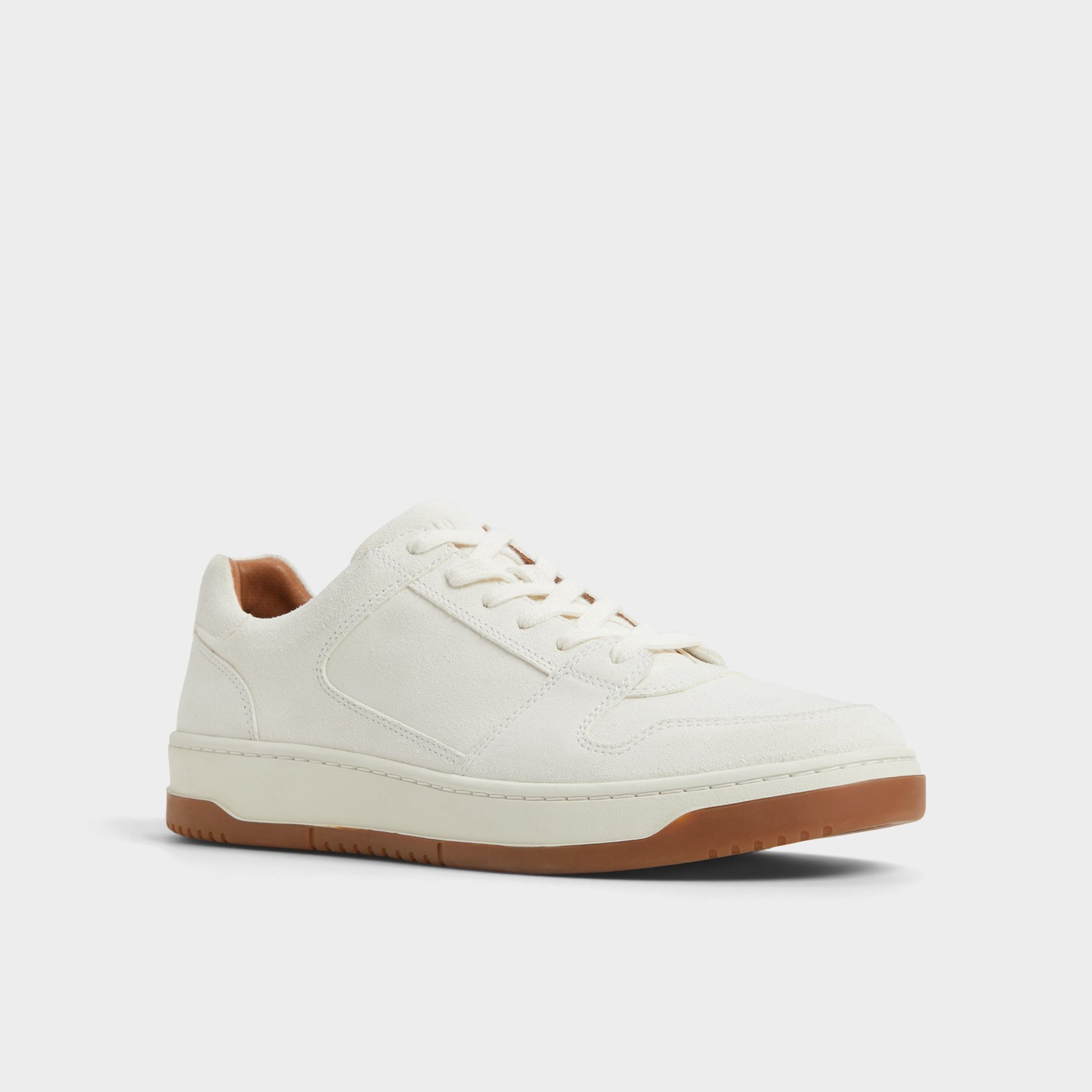 Three-quarter angle of White Ludlow Low top sneaker's front side