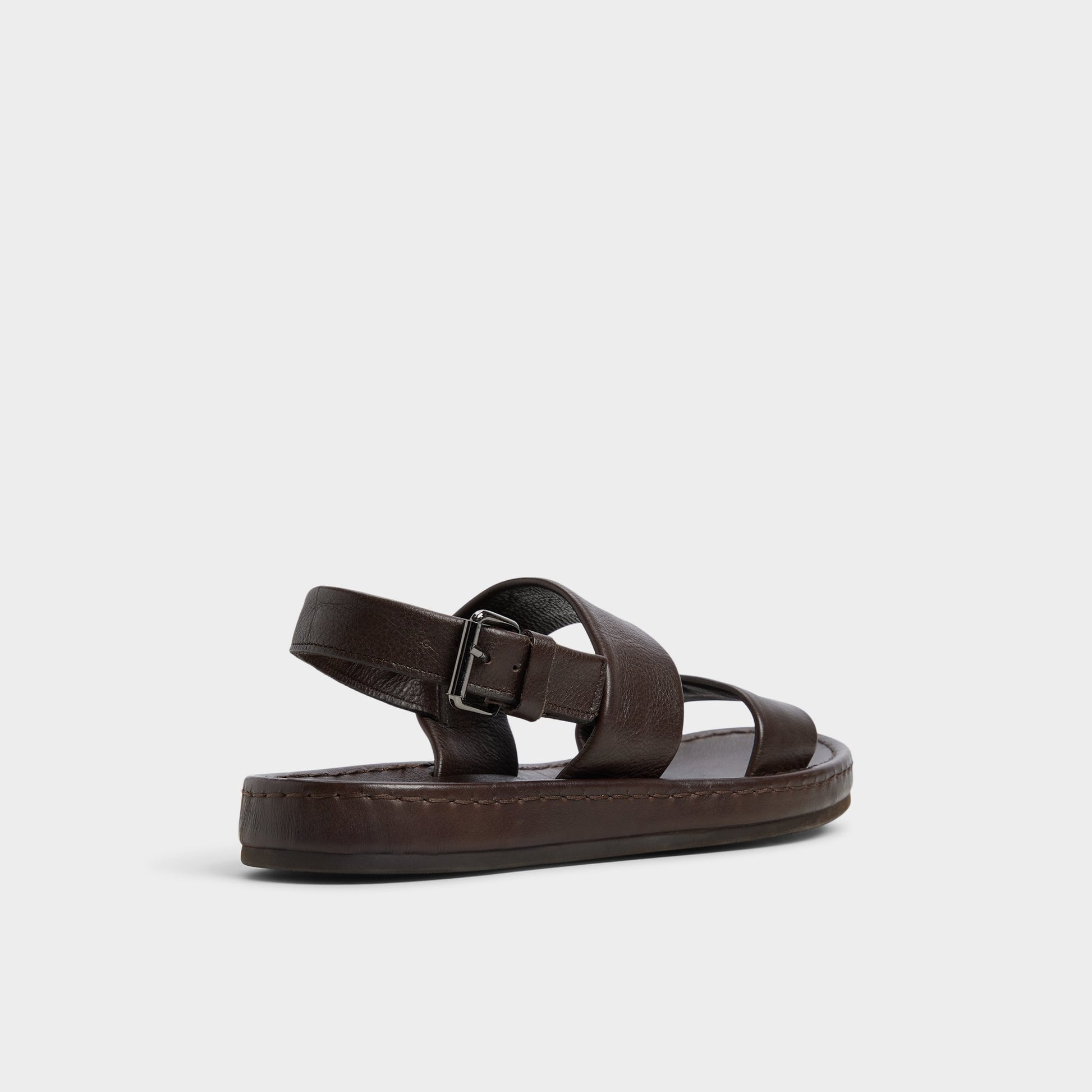 Three-quarter angle of Dark Brown Wiley Slide sandal's back side
