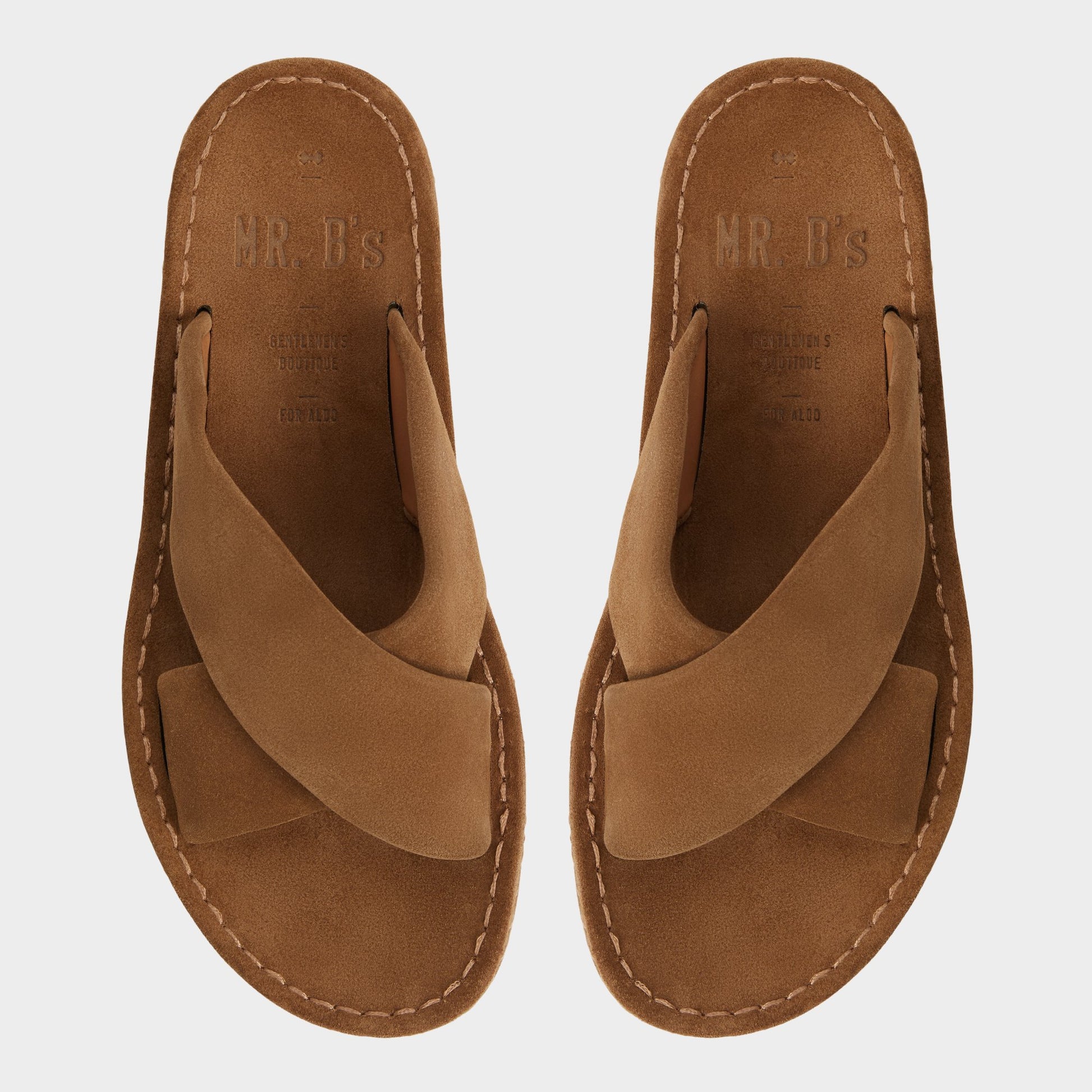 Top-down view of the Light Brown Steele Slide sandal