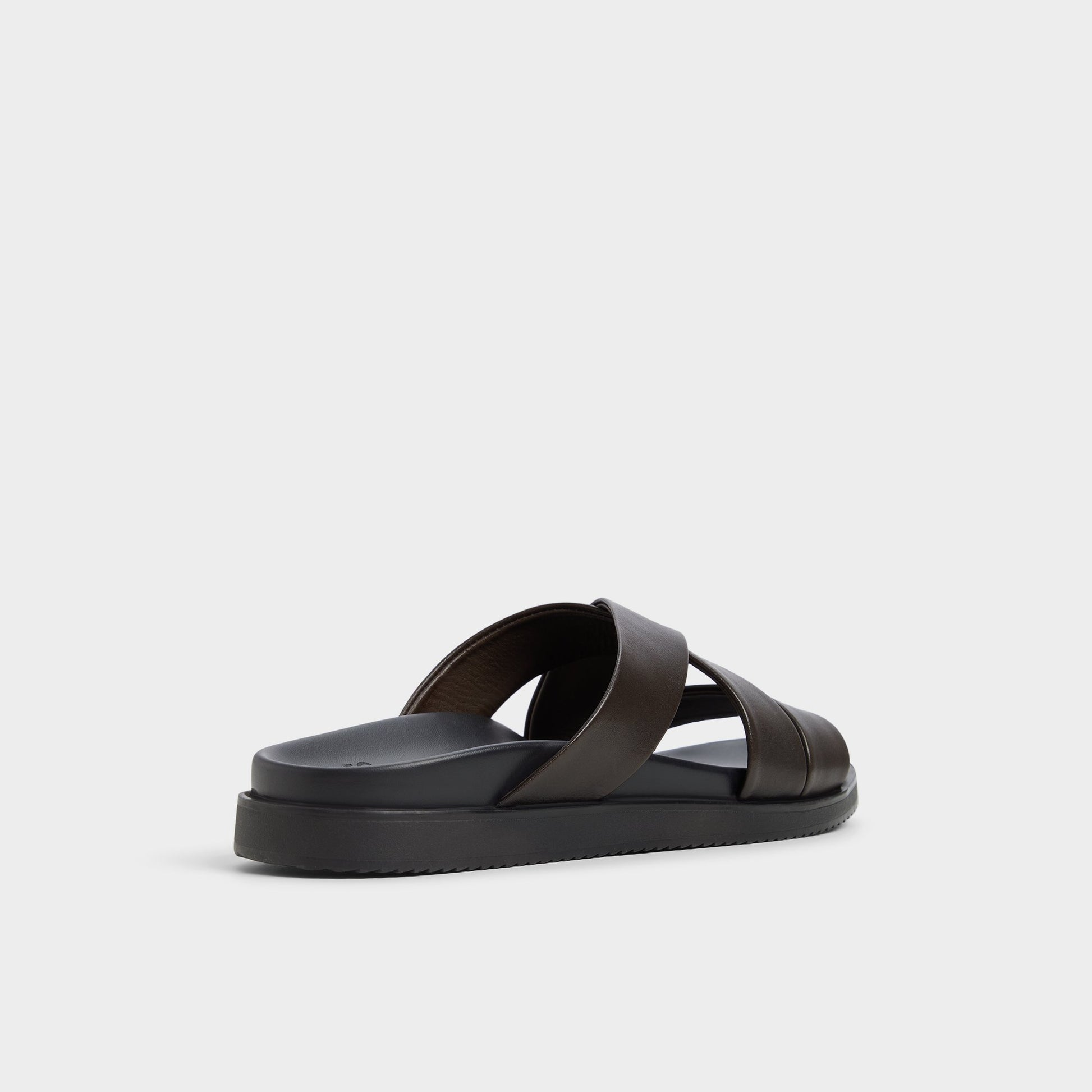 Three-quarter angle of Dark Brown Kairo Slide sandal's back side