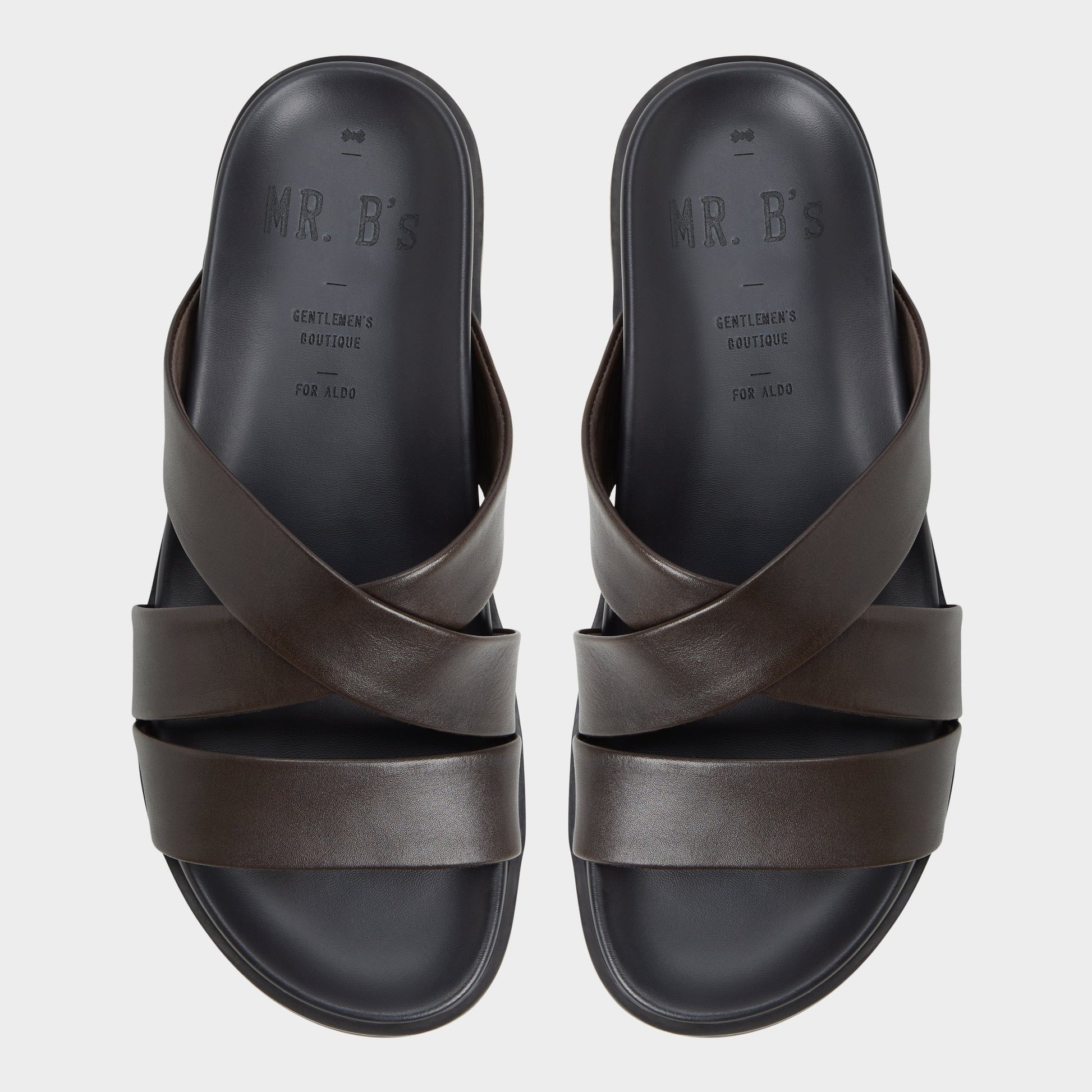 Top-down view of the Dark Brown Kairo Slide sandal