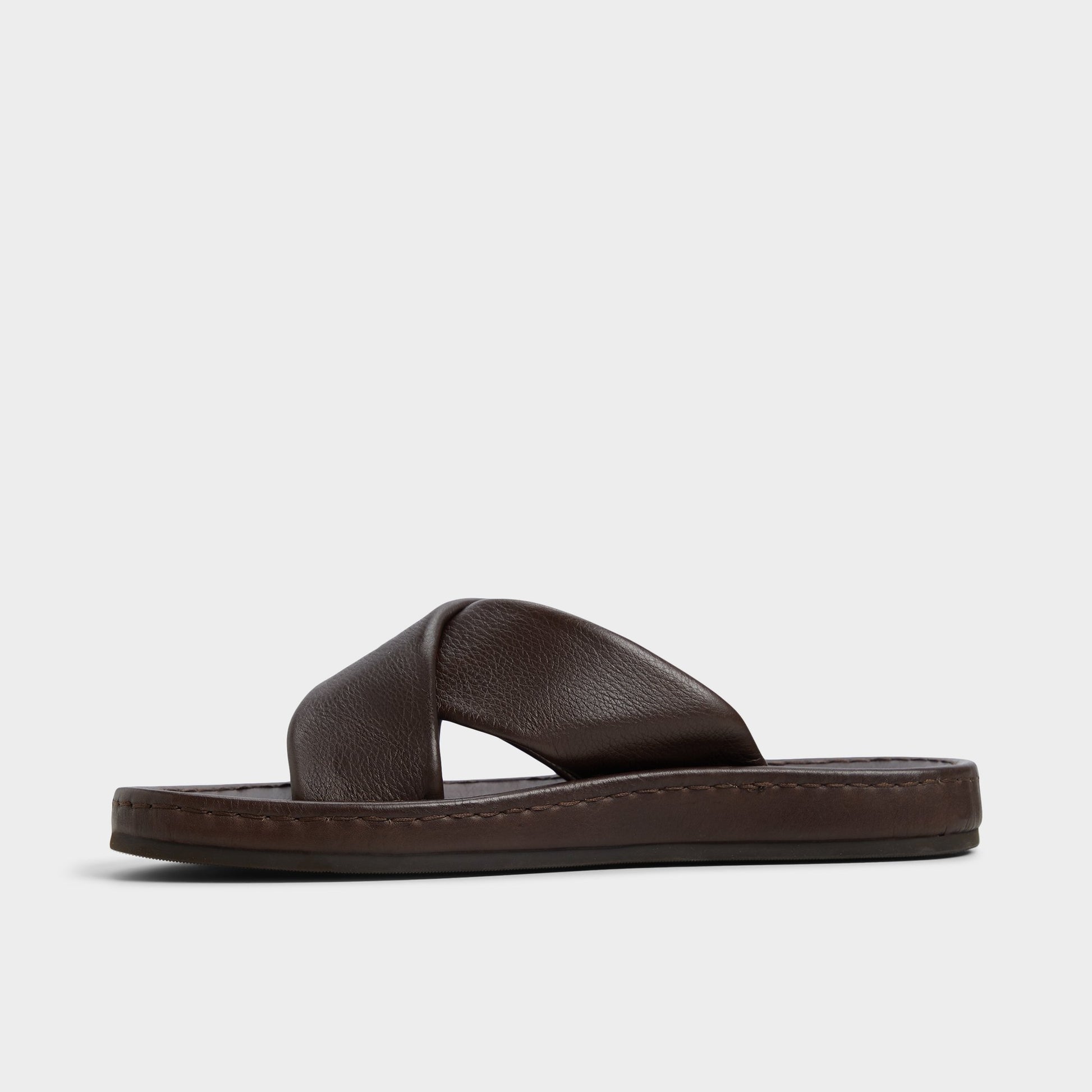 Side view of Dark Brown Steele Slide sandal