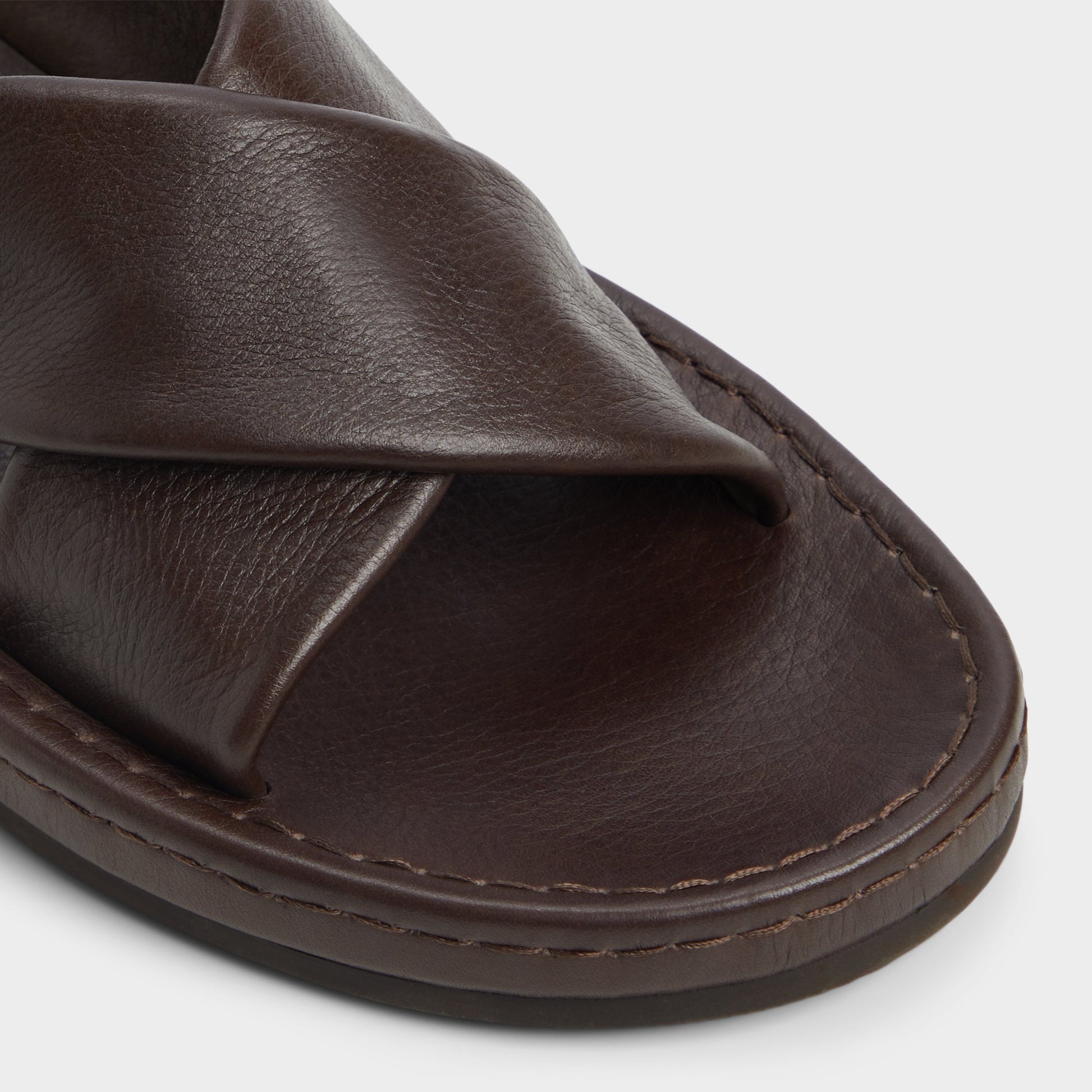 Close-up of the Dark Brown Steele Slide sandal