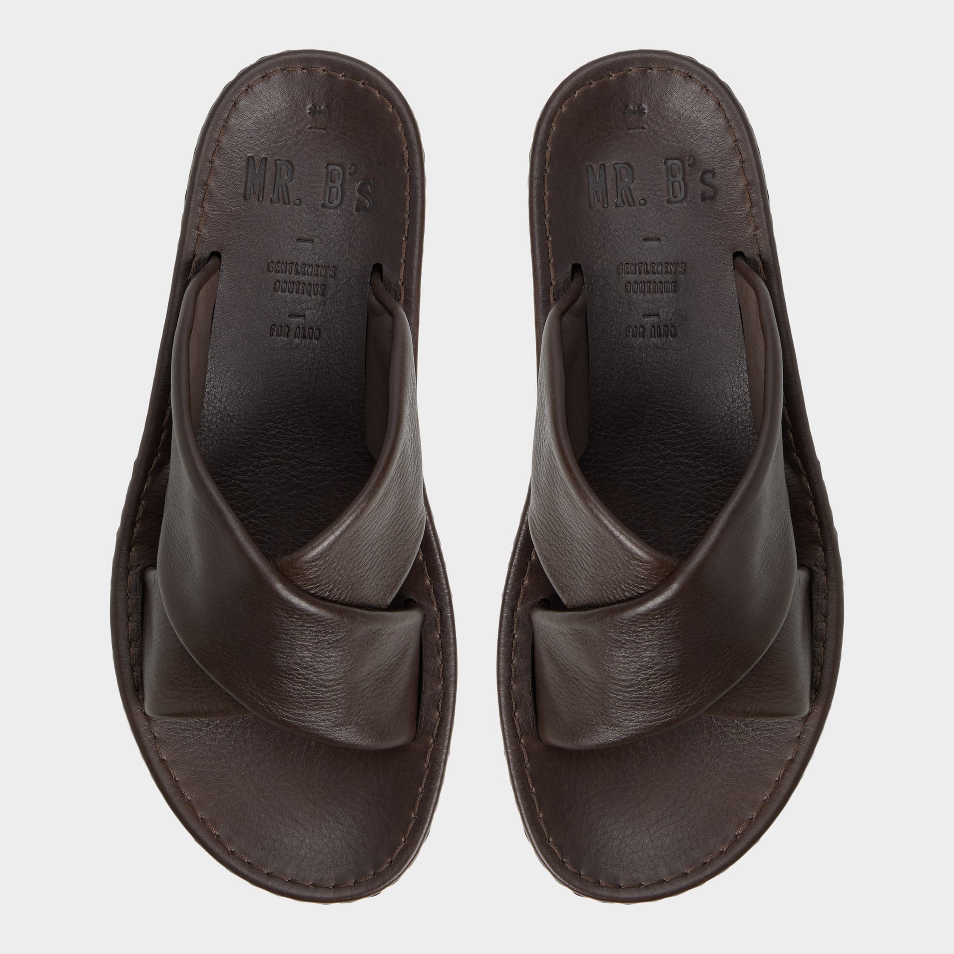 Top-down view of the Dark Brown Steele Slide sandal