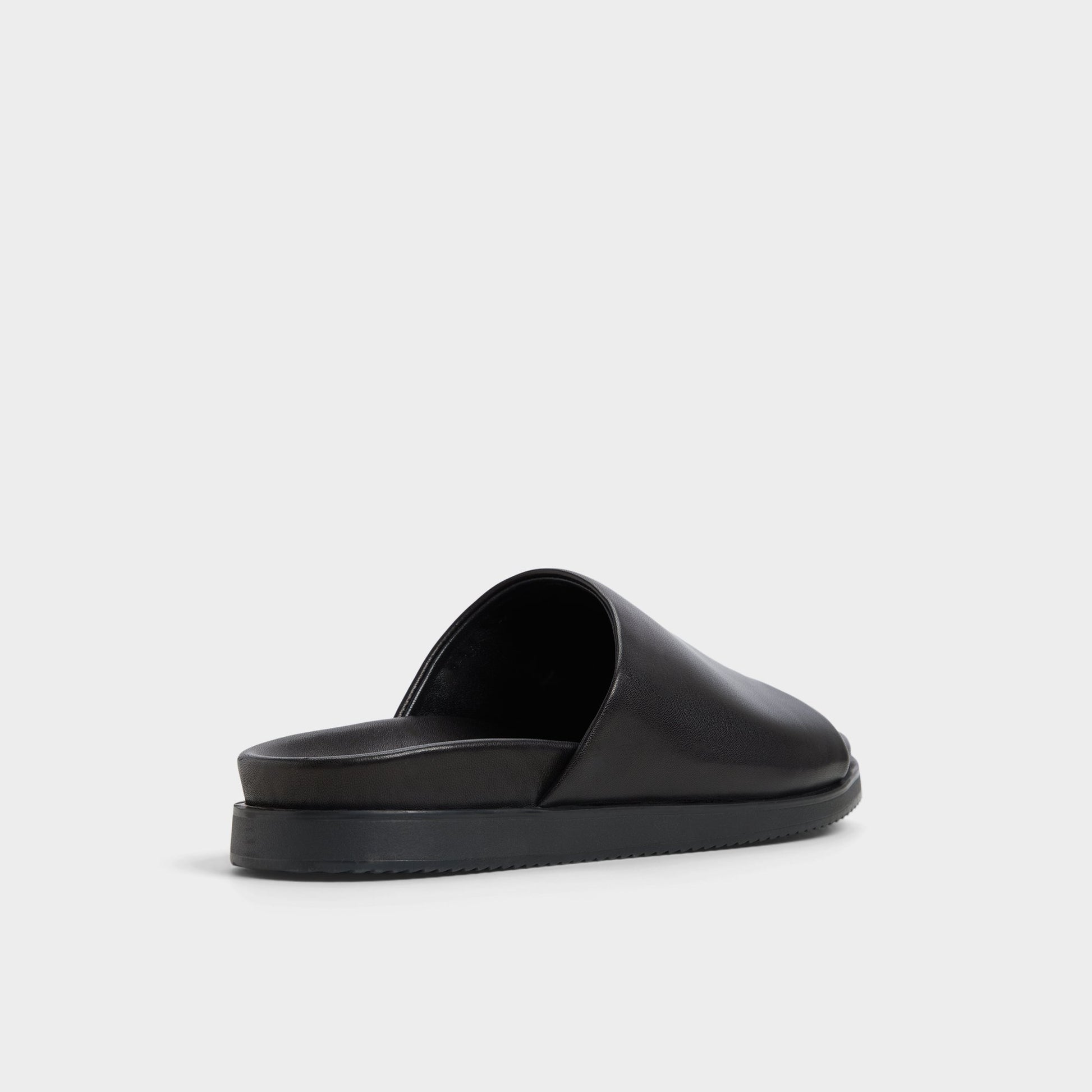 Three-quarter angle of Black Valor Slide sandal's back side