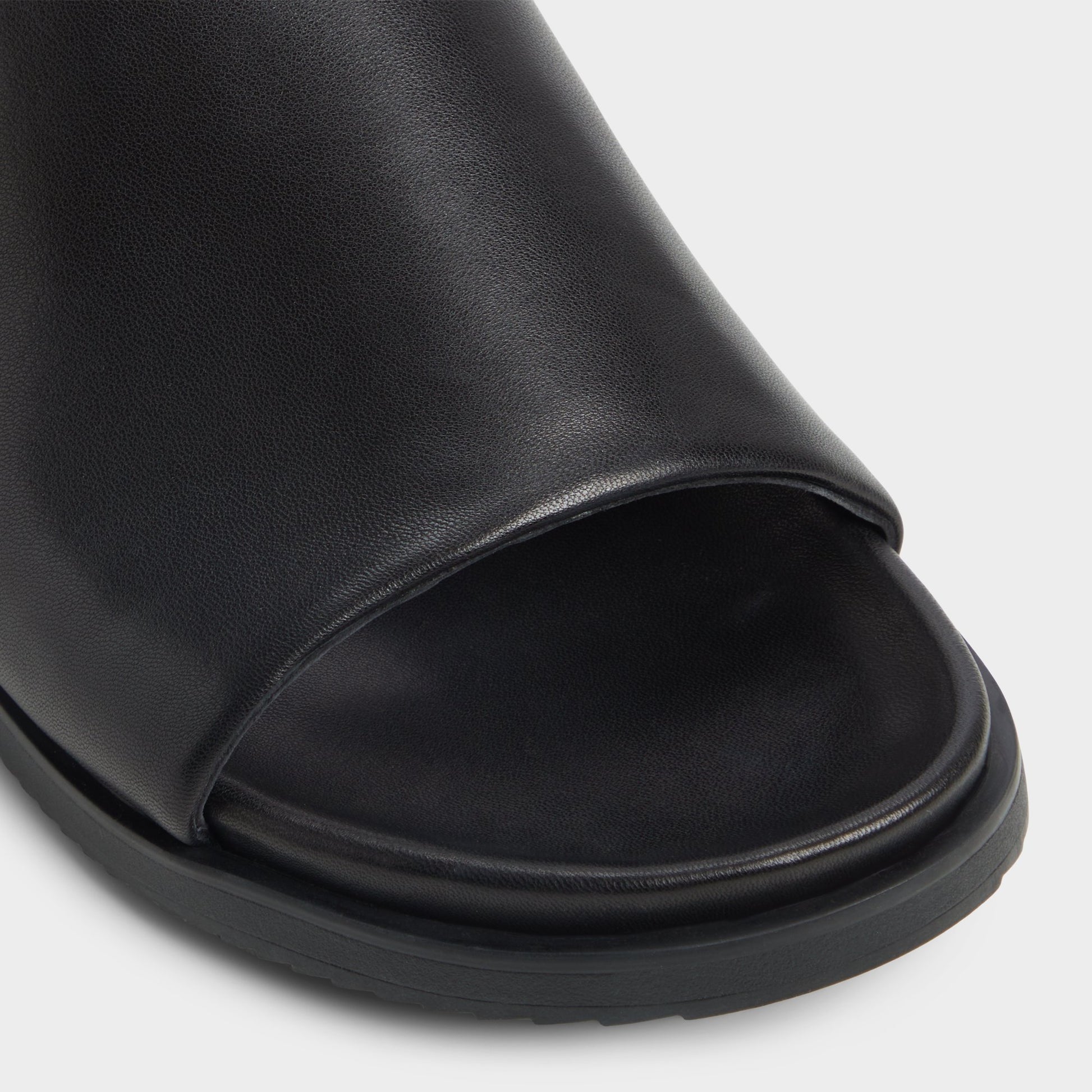 Close-up of the Black Valor Slide sandal
