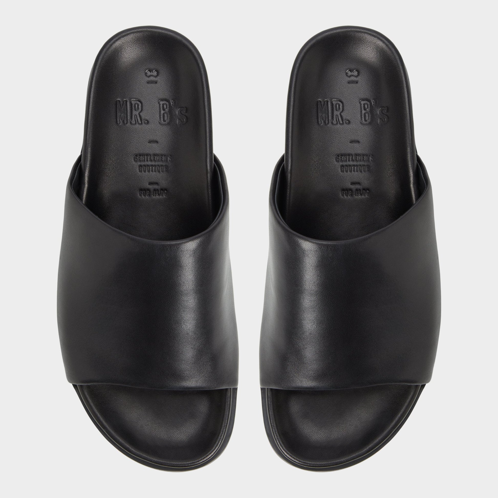 Top-down view of the Black Valor Slide sandal