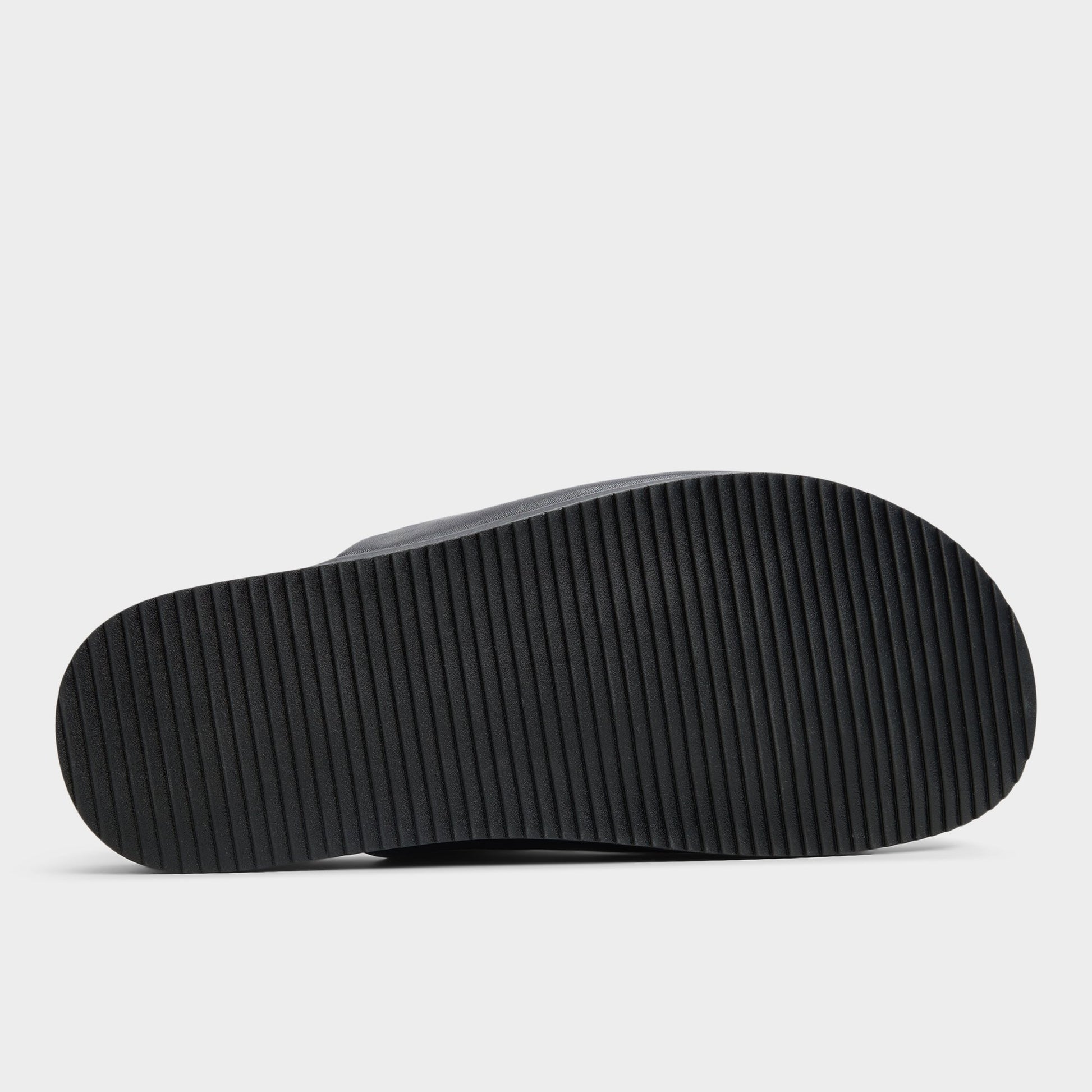 View of Black Valor Slide sandal's sole