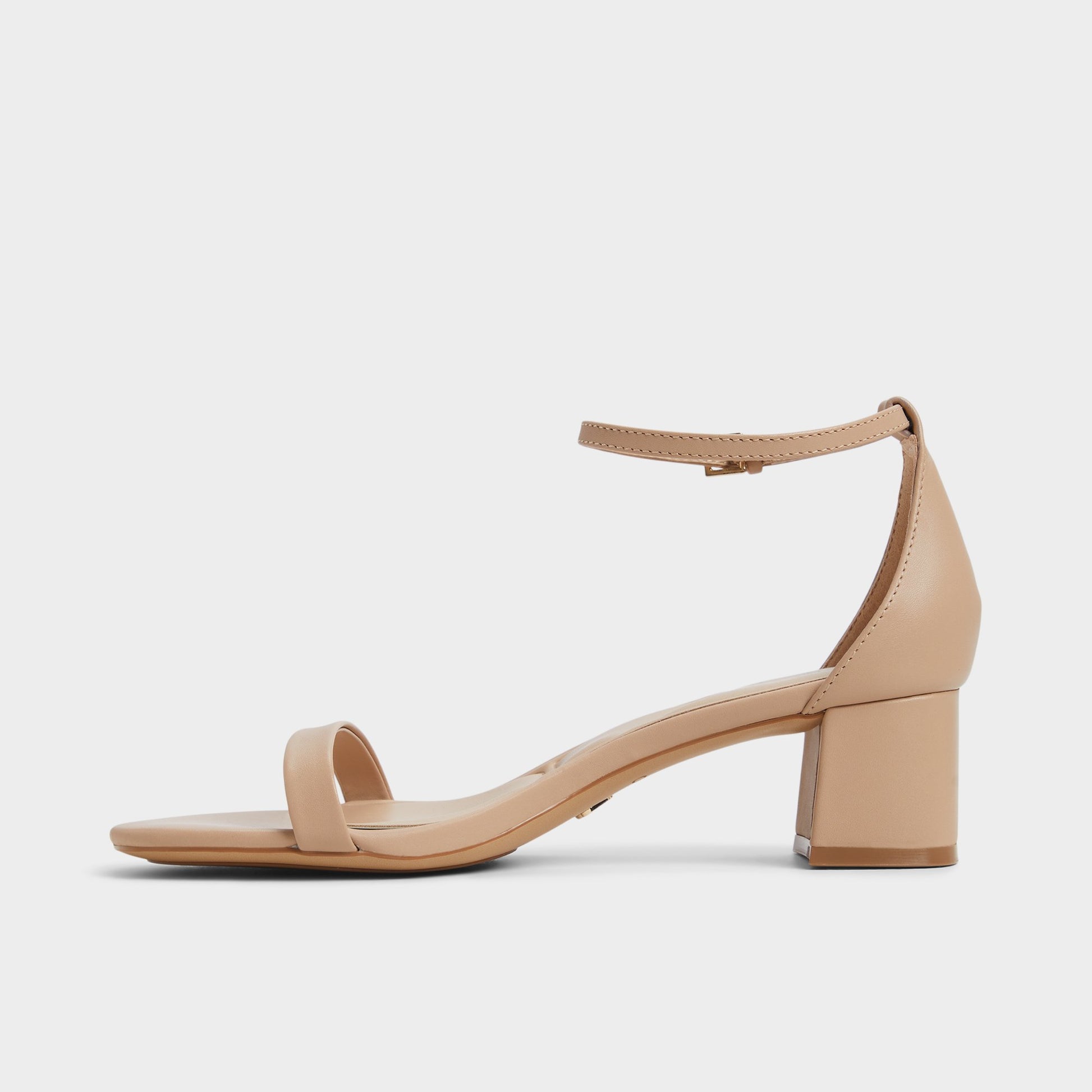 Side view of Beige Calliope Heeled sandal
