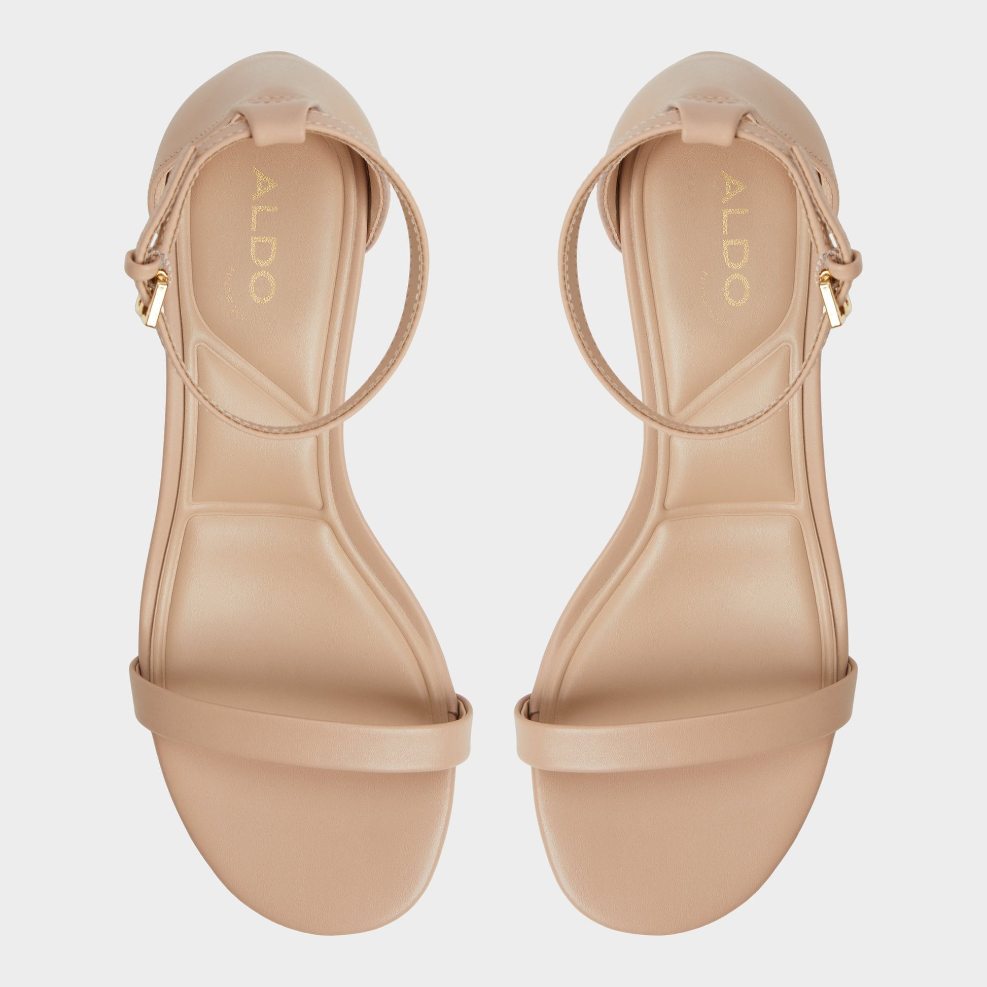 Top-down view of the Beige Calliope Heeled sandal