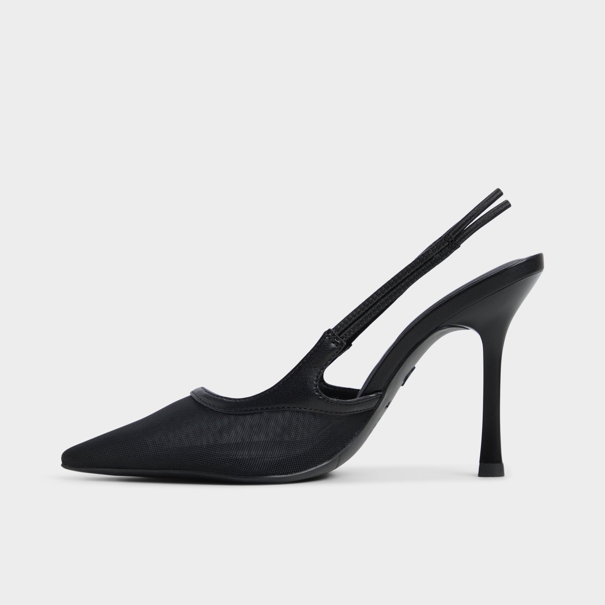 Side view of Black Evania Slingback heel