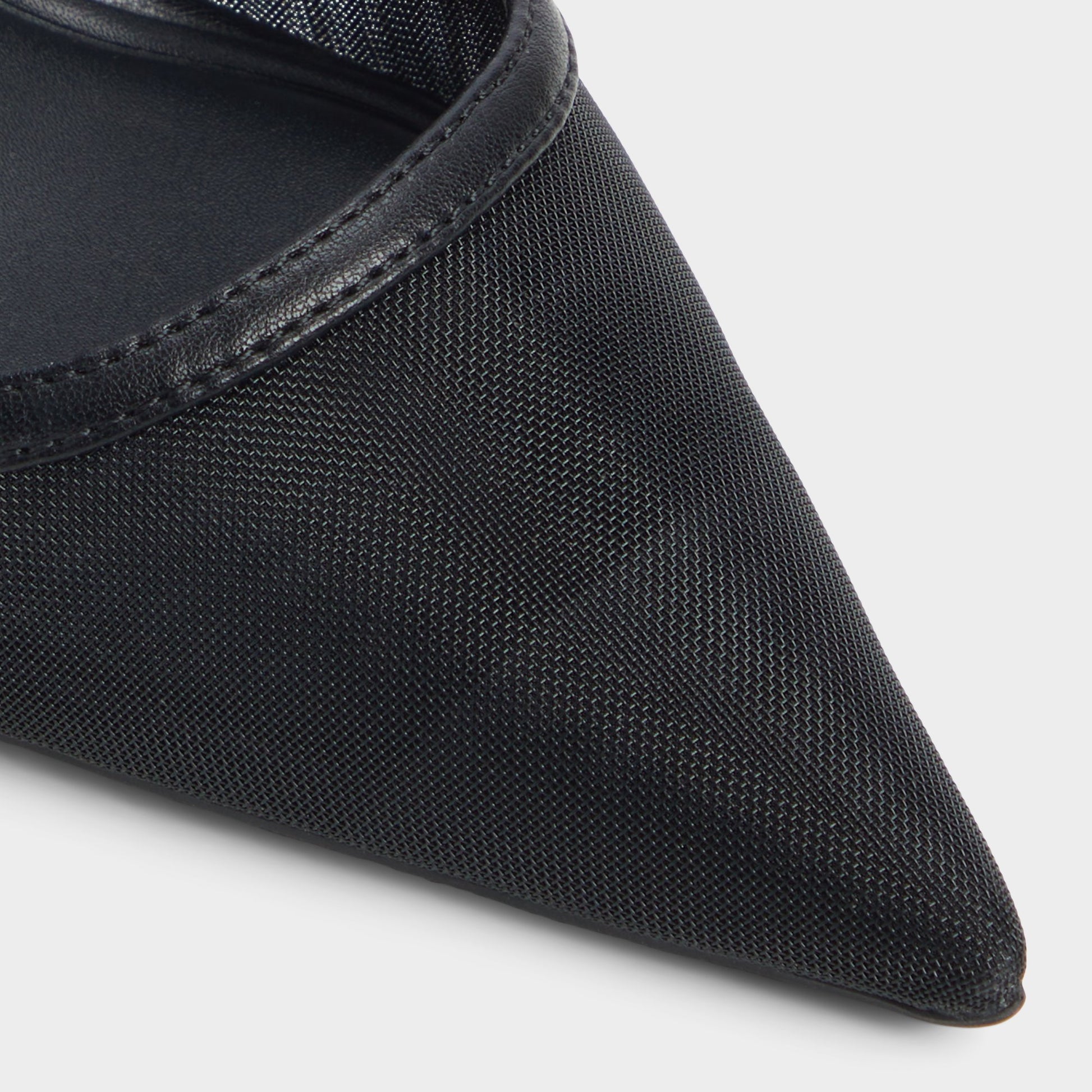 Close-up of the Black Evania Slingback heel