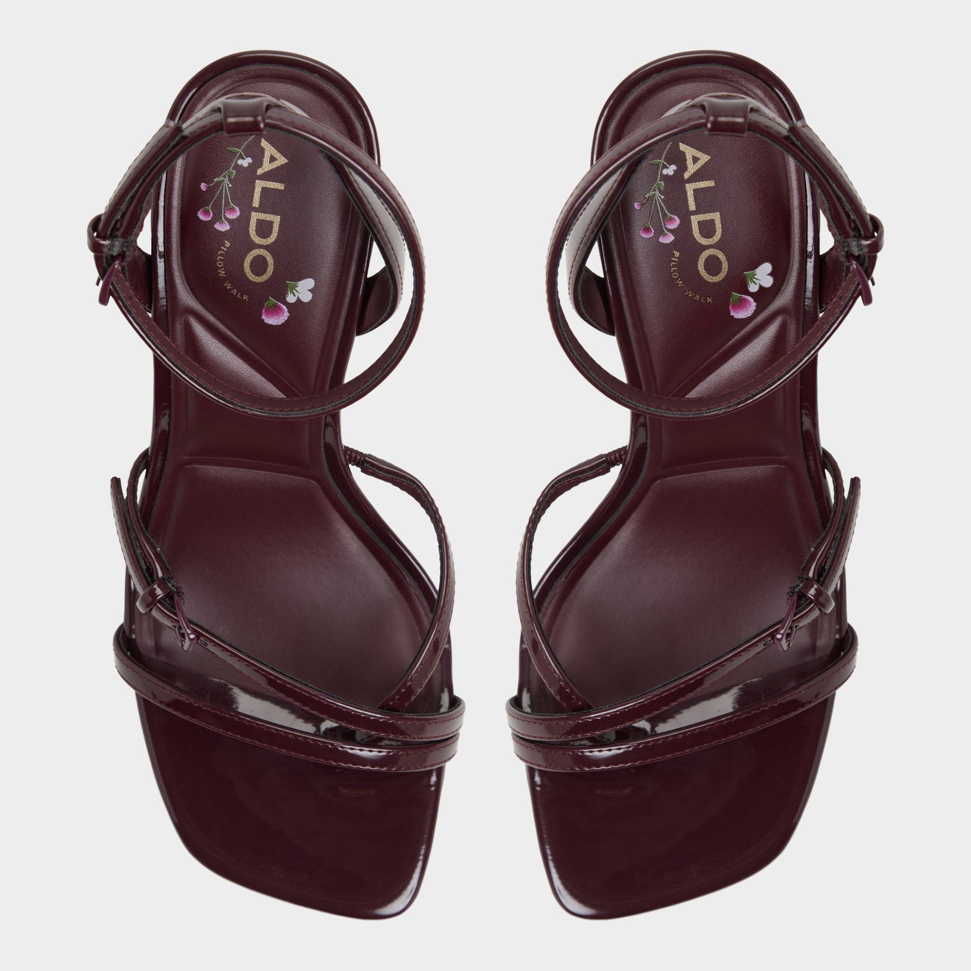 Top-down view of the Bordo Conney Strappy heeled sandal