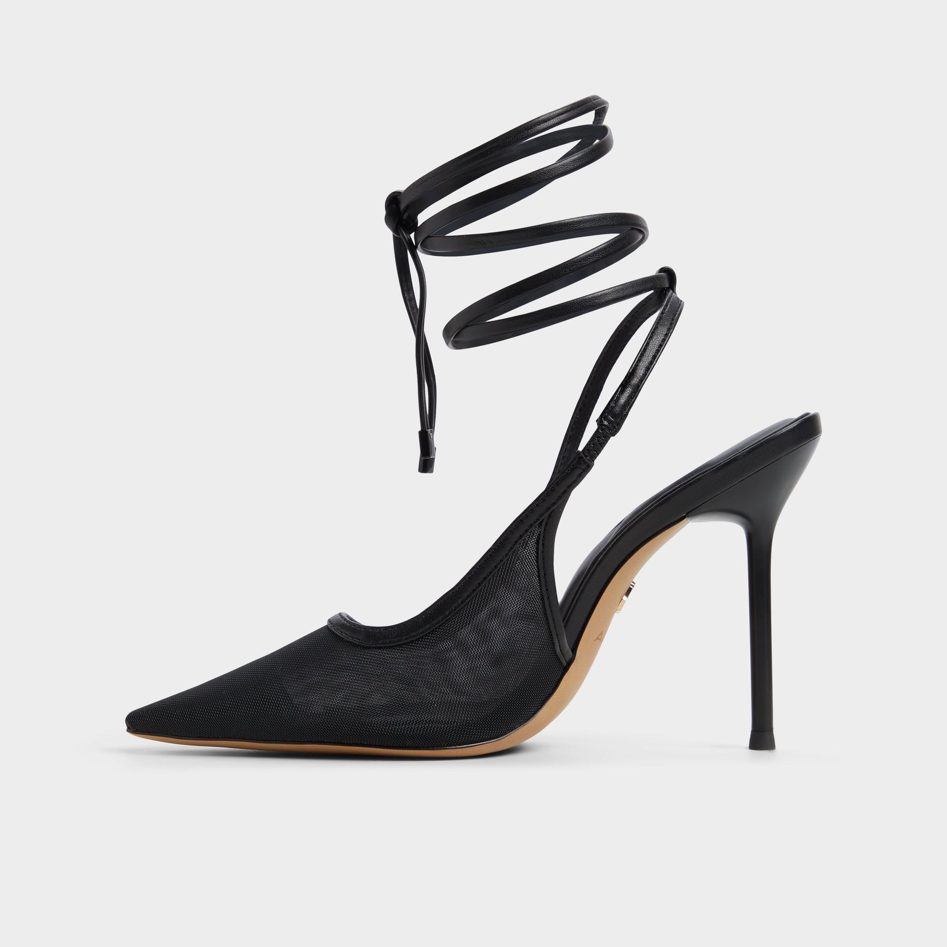 Side view of Black Pearsly Slingback heel