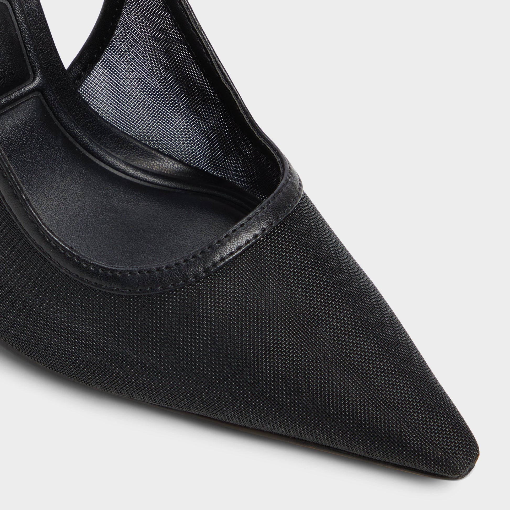Close-up of the Black Pearsly Slingback heel