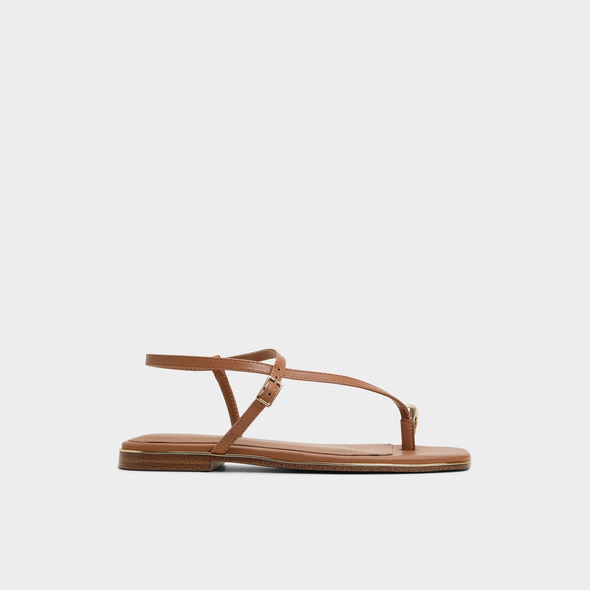 Vue principale de Marron Moyen Jomalina Sandale à talon plat à lanières pour Femmes