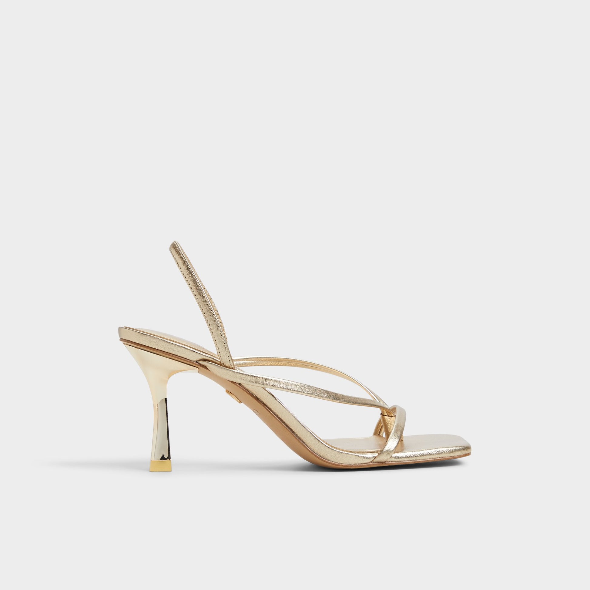 Main View of Gold Riva Sling back heeled sandal for Womens