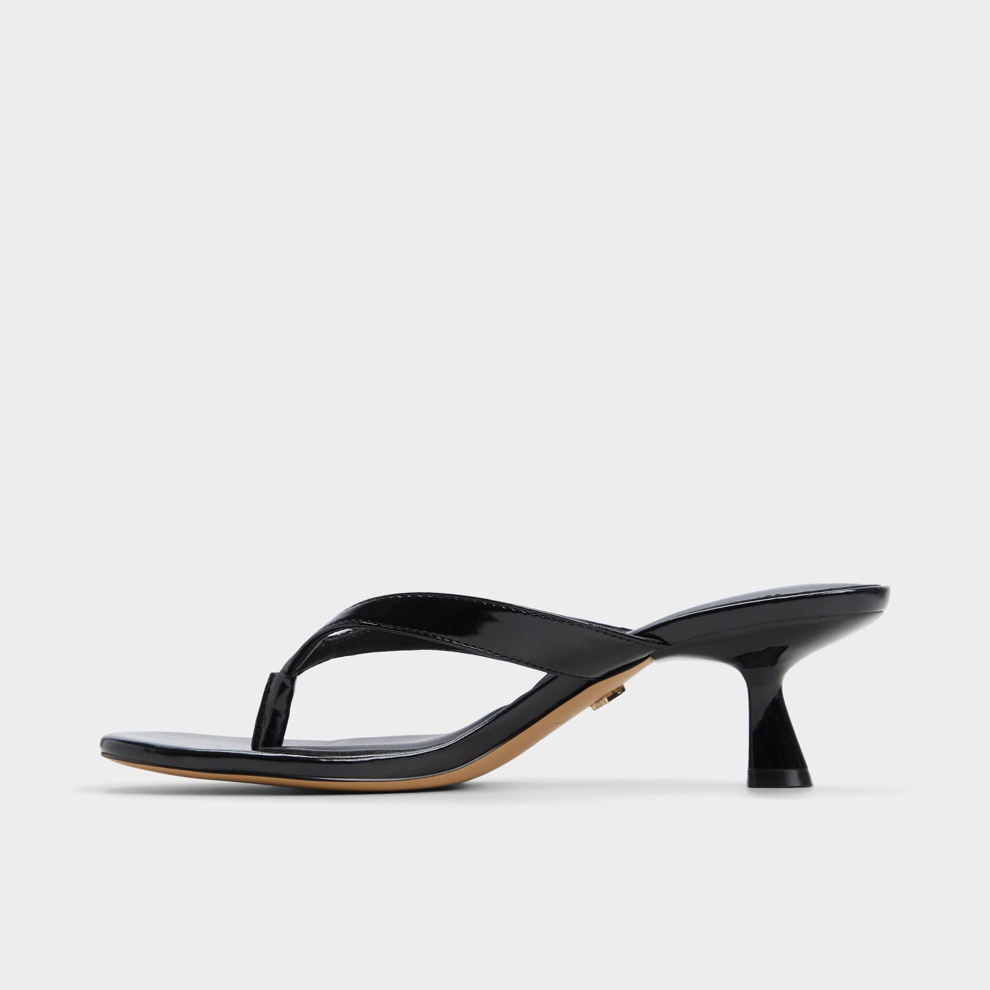Side view of Black Jump Heeled flip flop