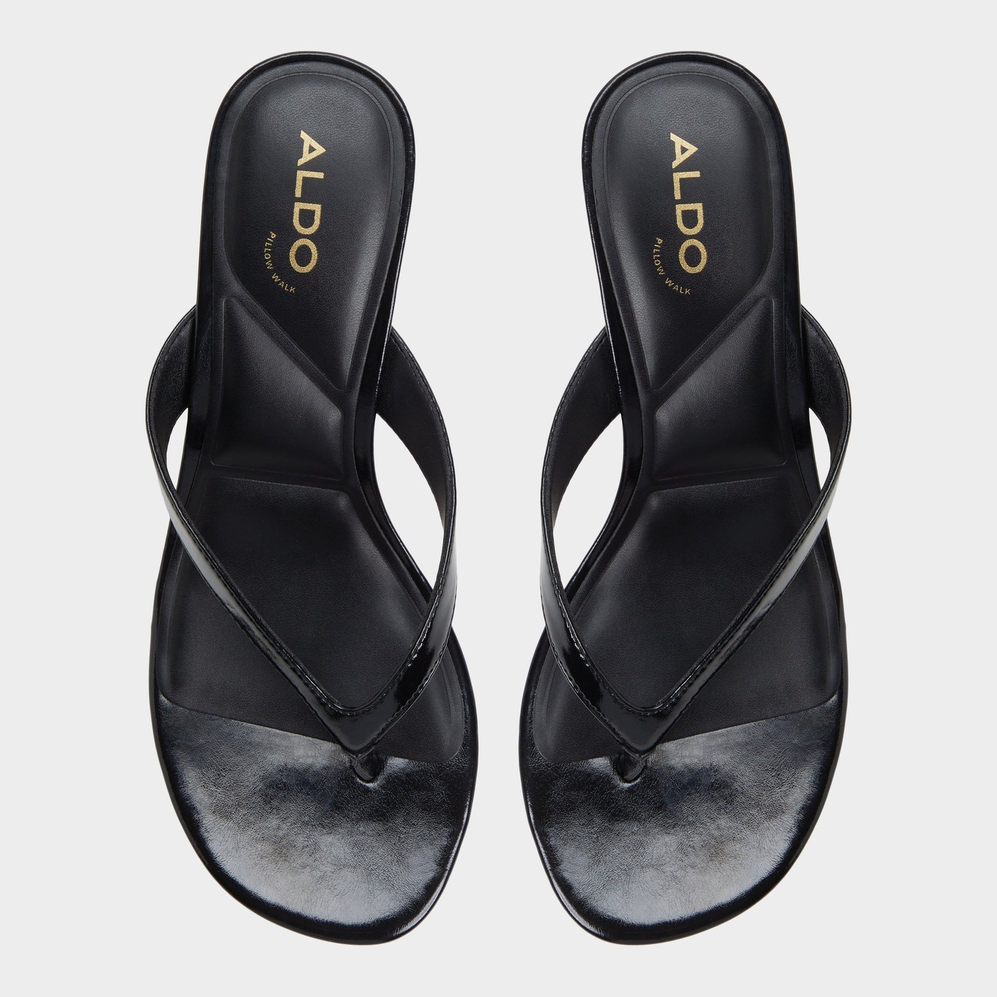 Top-down view of the Black Jump Heeled flip flop