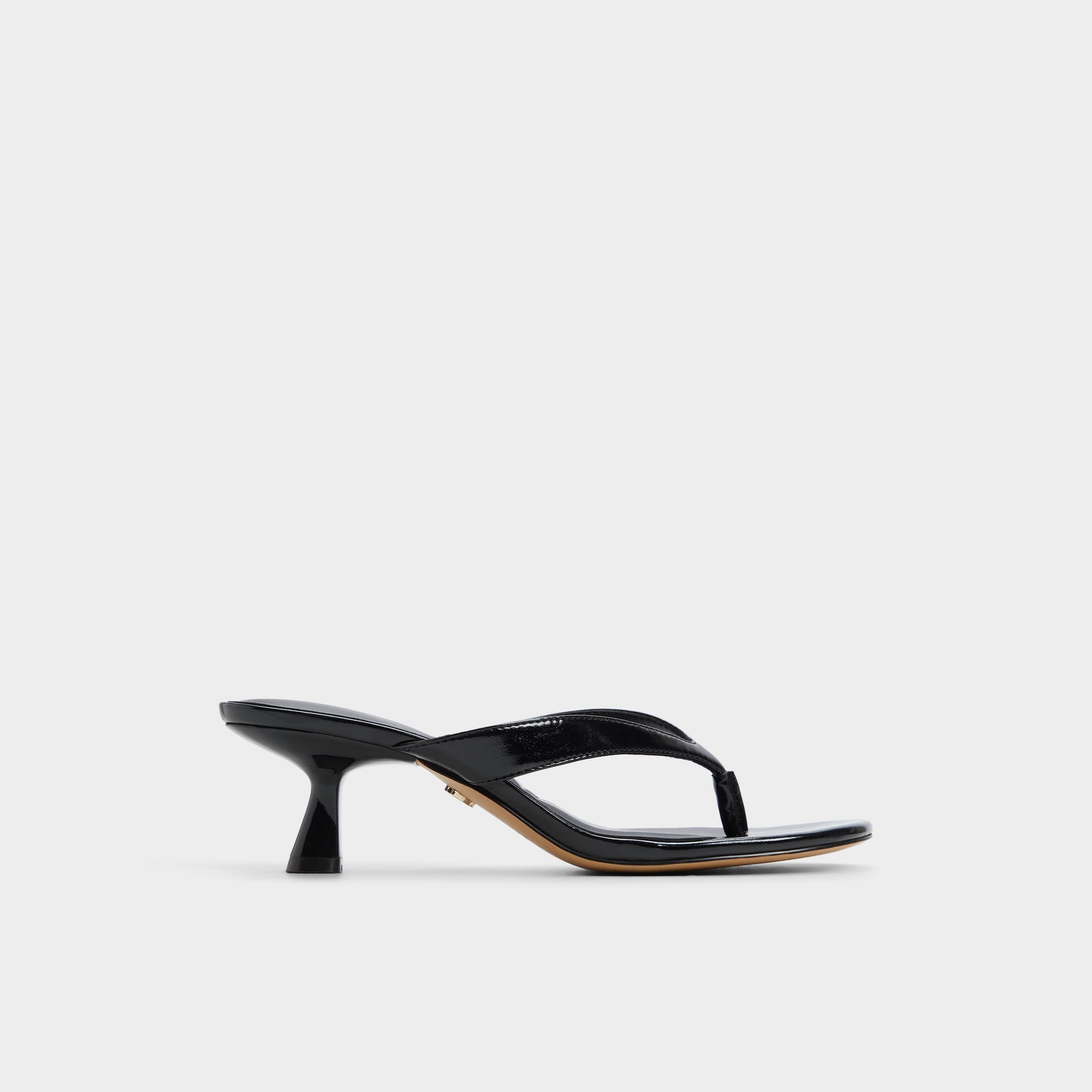 Main View of Black Jump Heeled flip flop for Womens