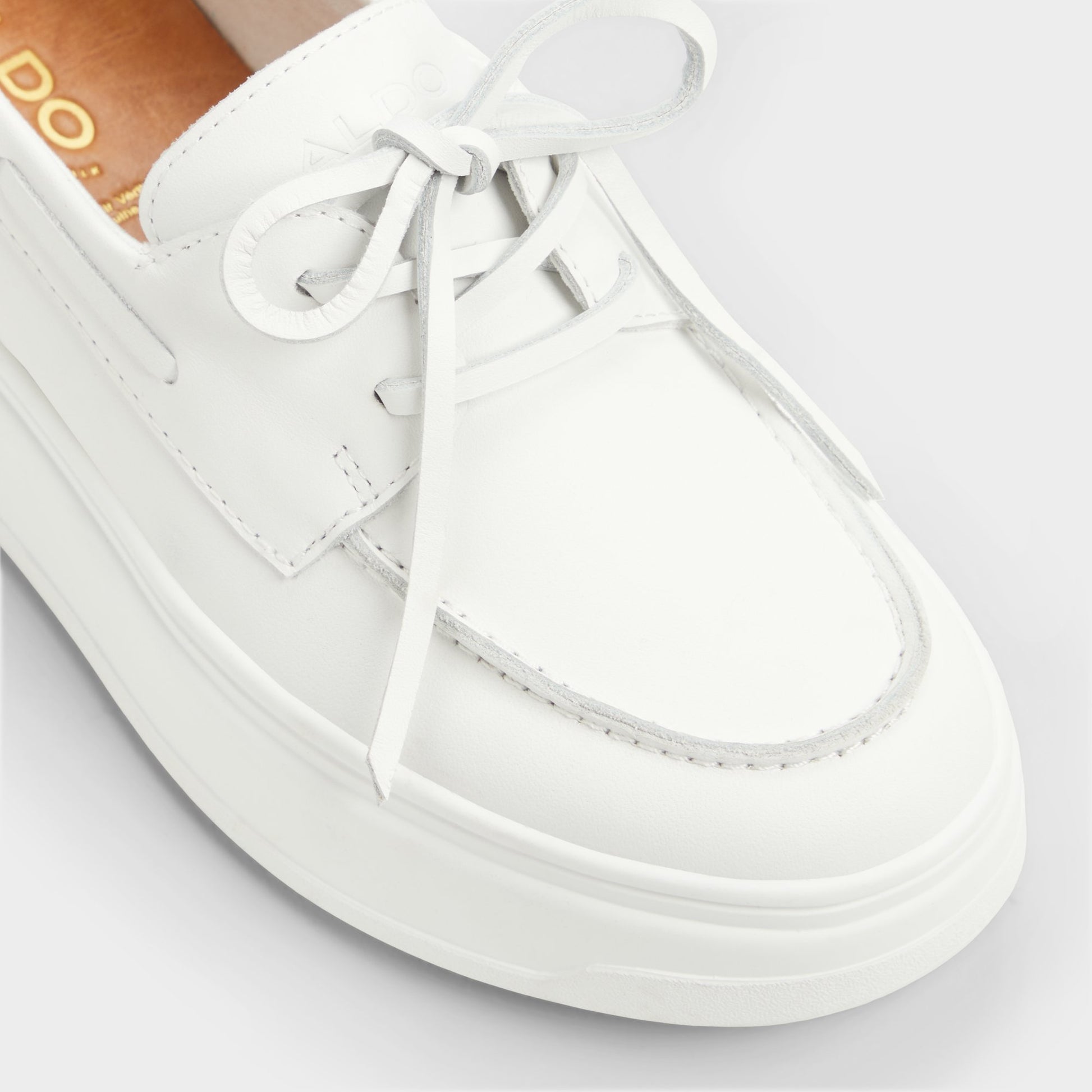 Close-up of the Open White Wildbreeze Boat shoe