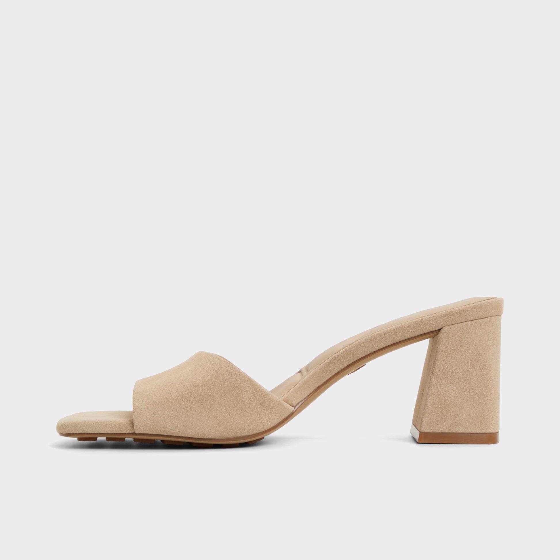 Side view of Beige Tisha Heeled mule