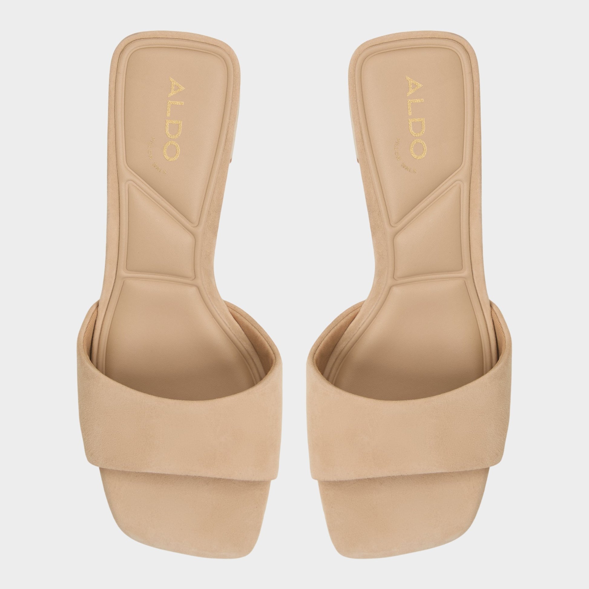 Top-down view of the Beige Tisha Heeled mule