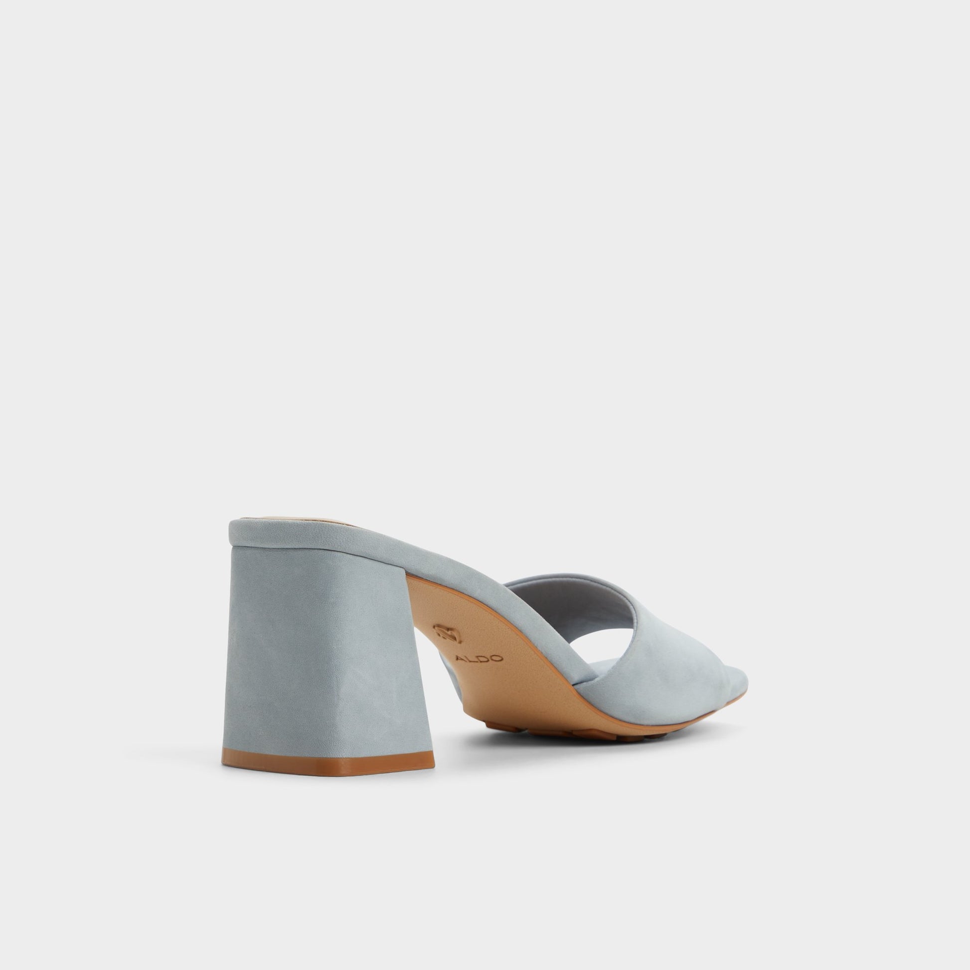 Three-quarter angle of Other Blue Tisha Heeled mule's back side