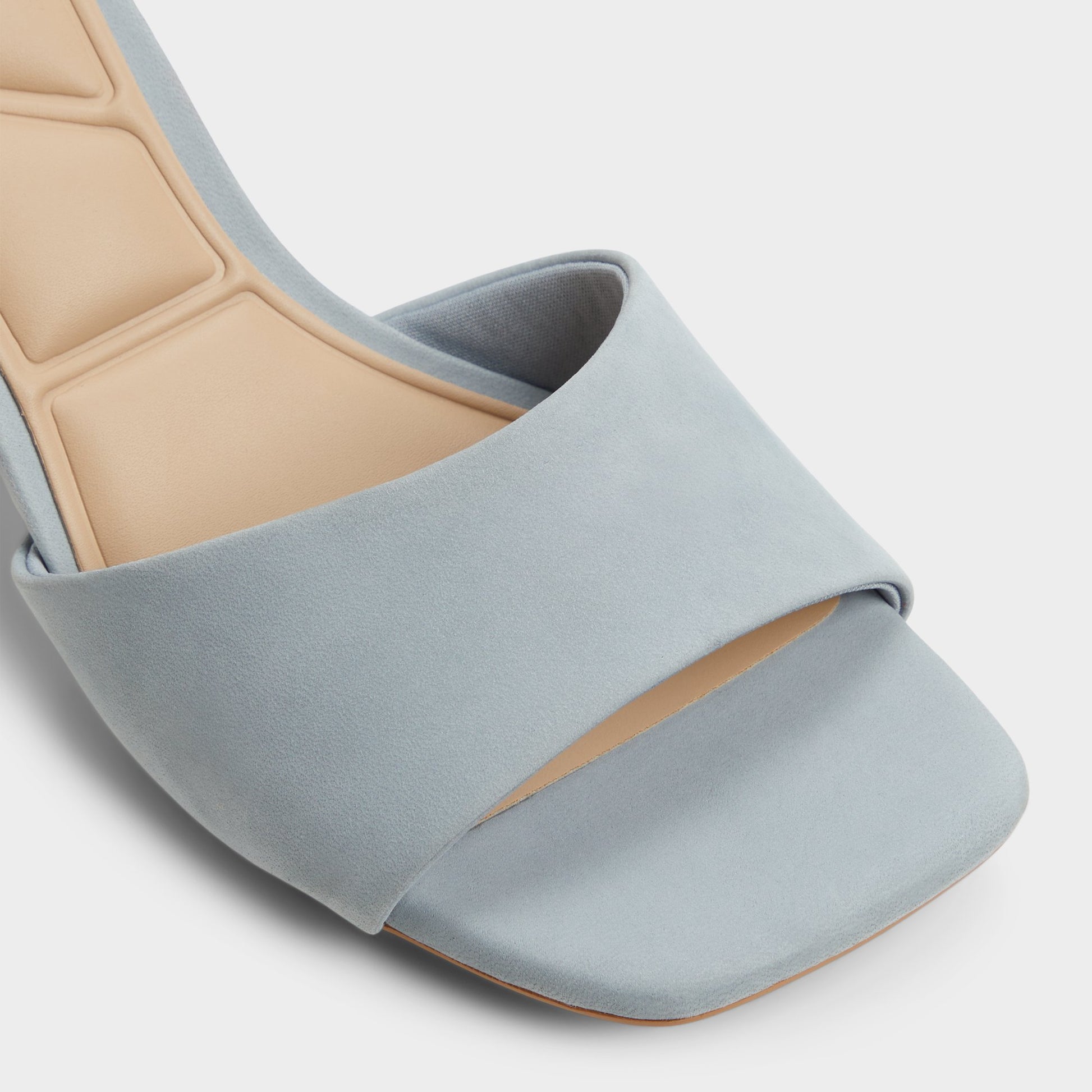 Close-up of the Other Blue Tisha Heeled mule