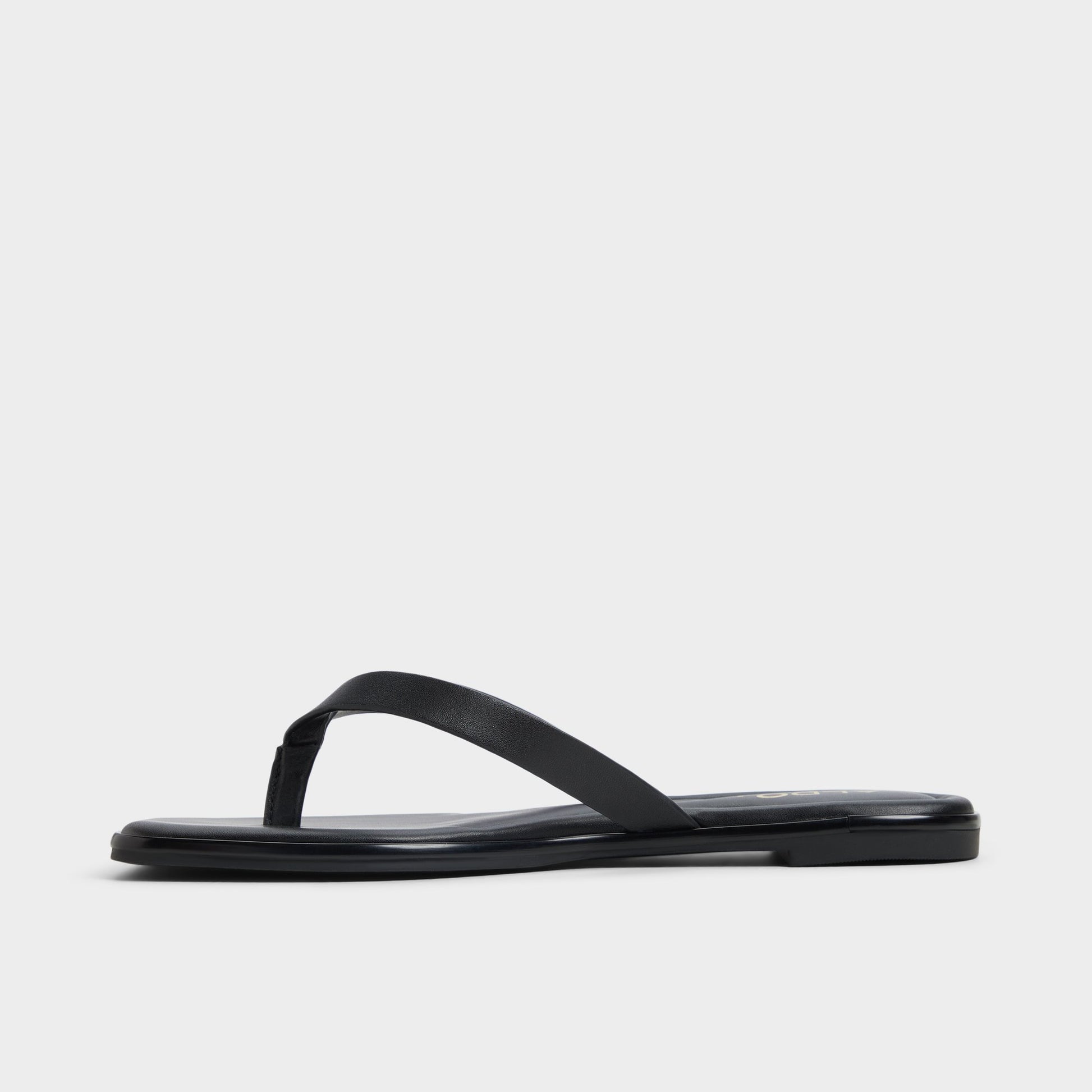 Side view of Black Theao Flip flop
