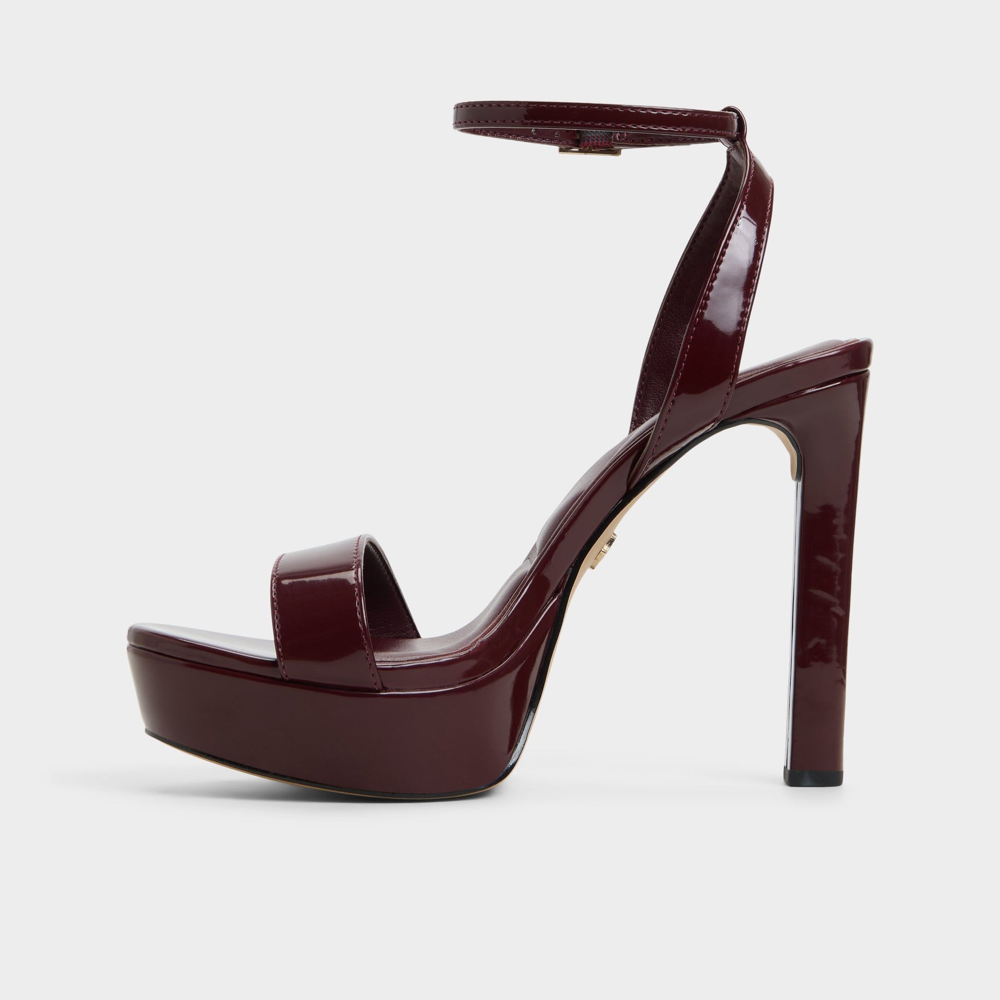 Side view of Bordo Portside Strappy heeled sandal