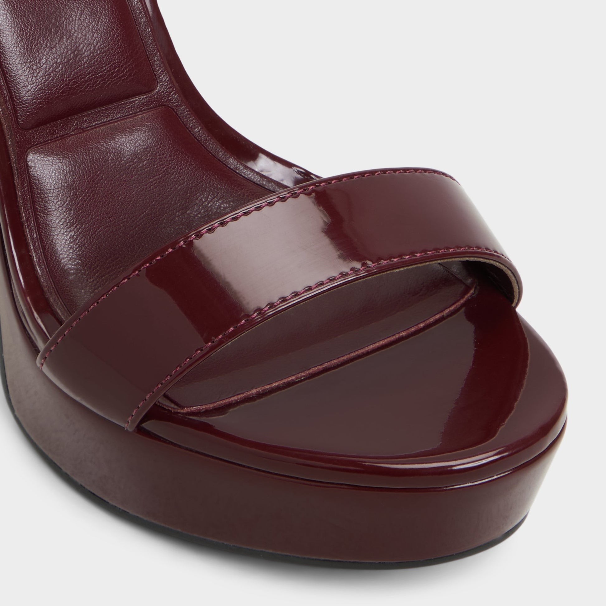 Close-up of the Bordo Portside Strappy heeled sandal
