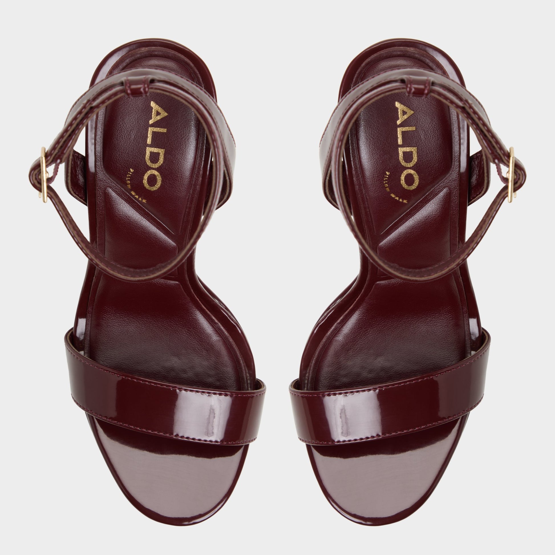 Top-down view of the Bordo Portside Strappy heeled sandal