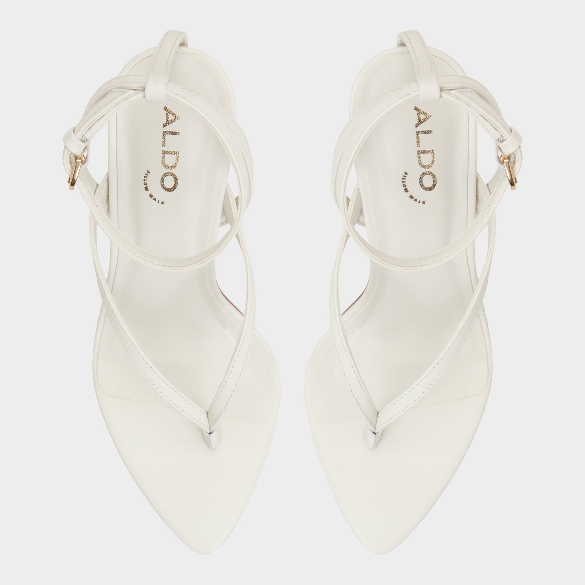 Top-down view of the White/Bone Abyfindley Heeled flip flop