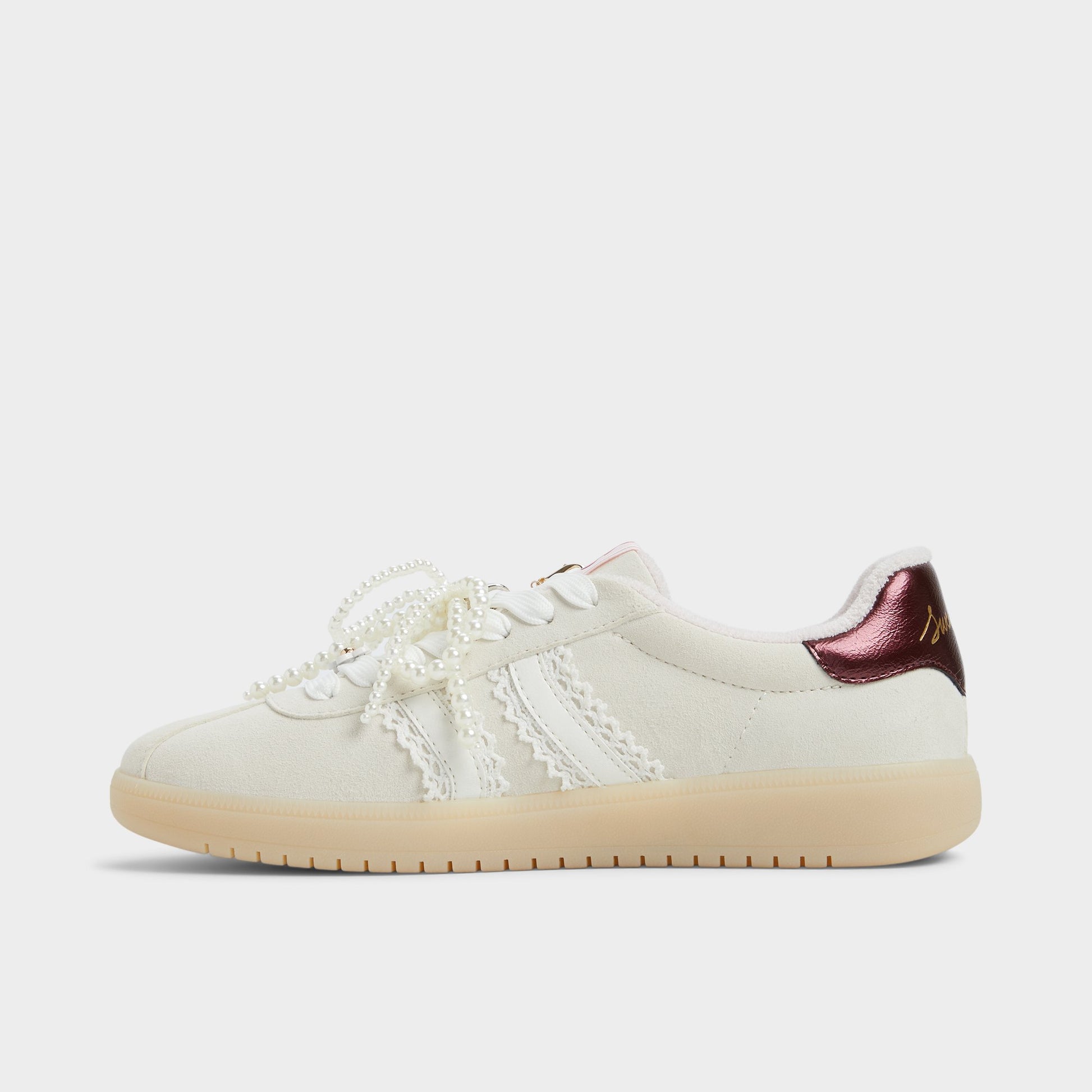 Side view of White/Bone Sweetthing Low top sneaker